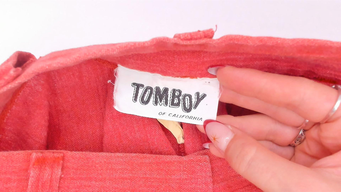 70s Tomboy Rust High-Waisted Shorts Cotton Cuffed Mini Extra Small XS