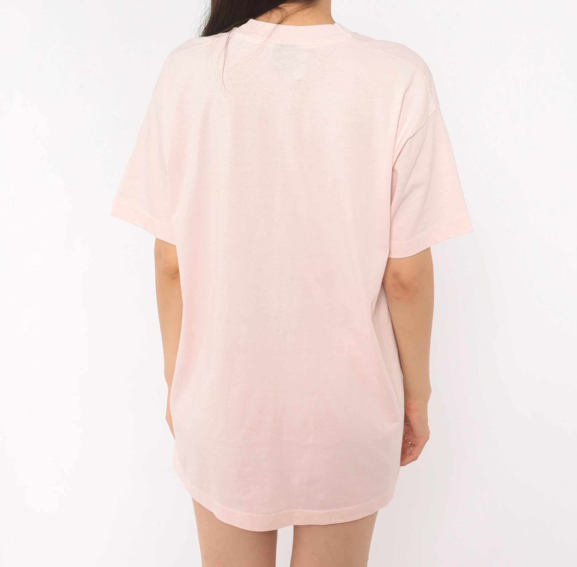 90s Screen Stars Sheep Heart Graphic Tee Pink Cotton Blush Print Extra Large XL