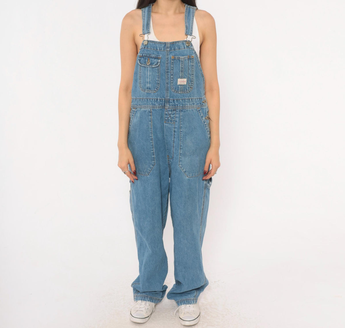 90s Unionbay Denim Overalls Medium Blue Cargo Bib Dungarees