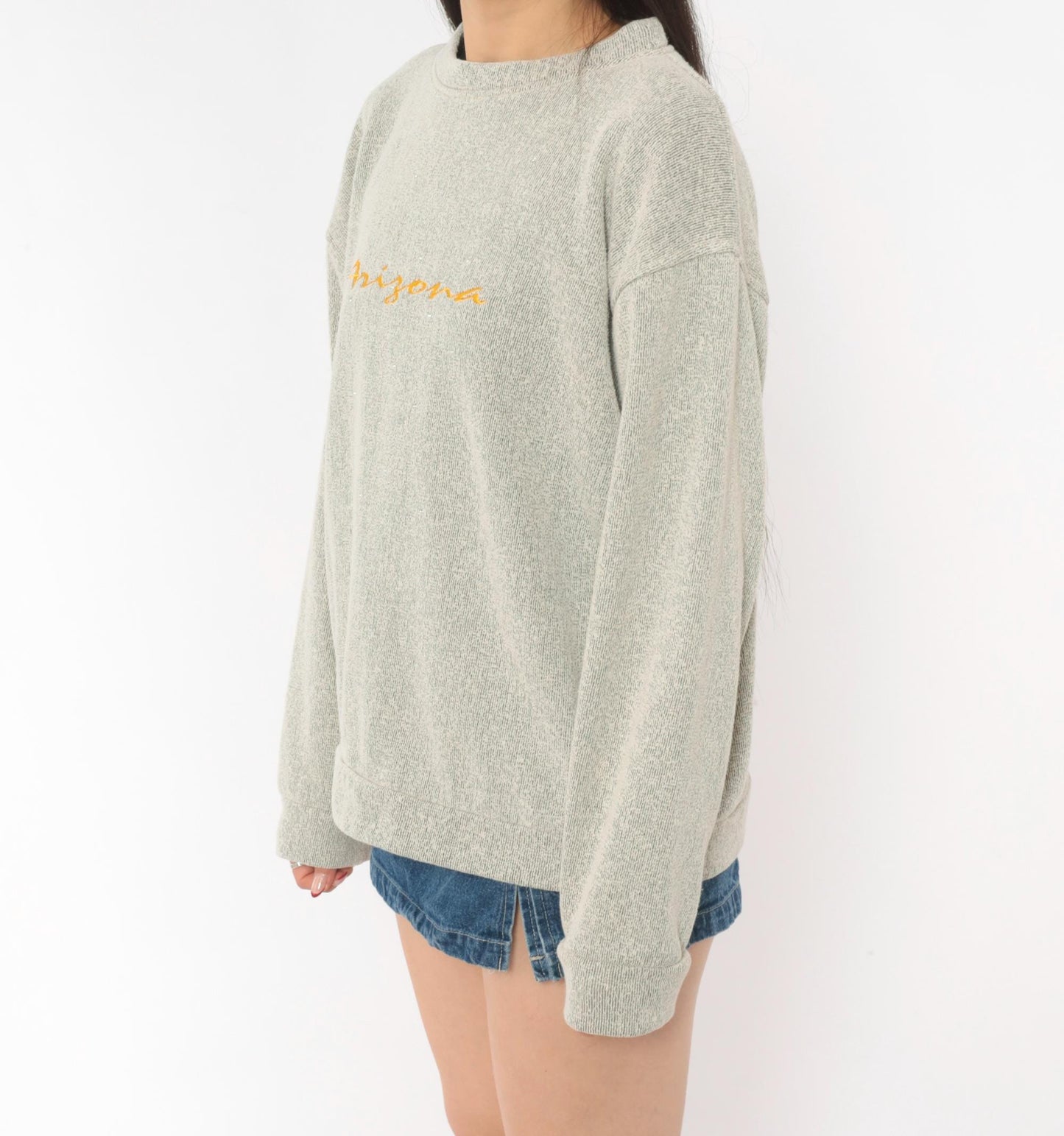 90s Arizona Embroidered Crewneck Sweater Tan Grey Speckled Niko's Large L