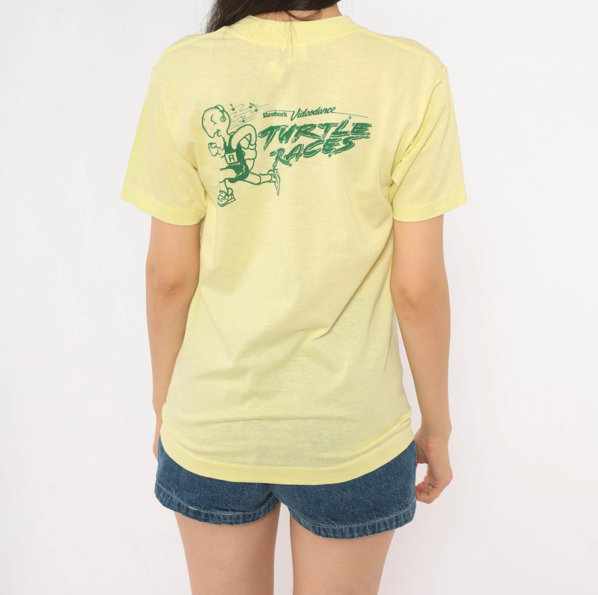 80s Select T Turtle Races Graphic Tee Yellow Green Cartoon Medium
