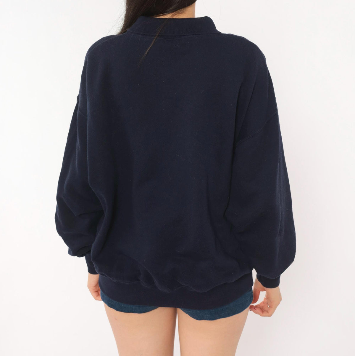 80s Tulchan Navy Collared Sweatshirt Embroidered Sheep Pastoral Scene Large L