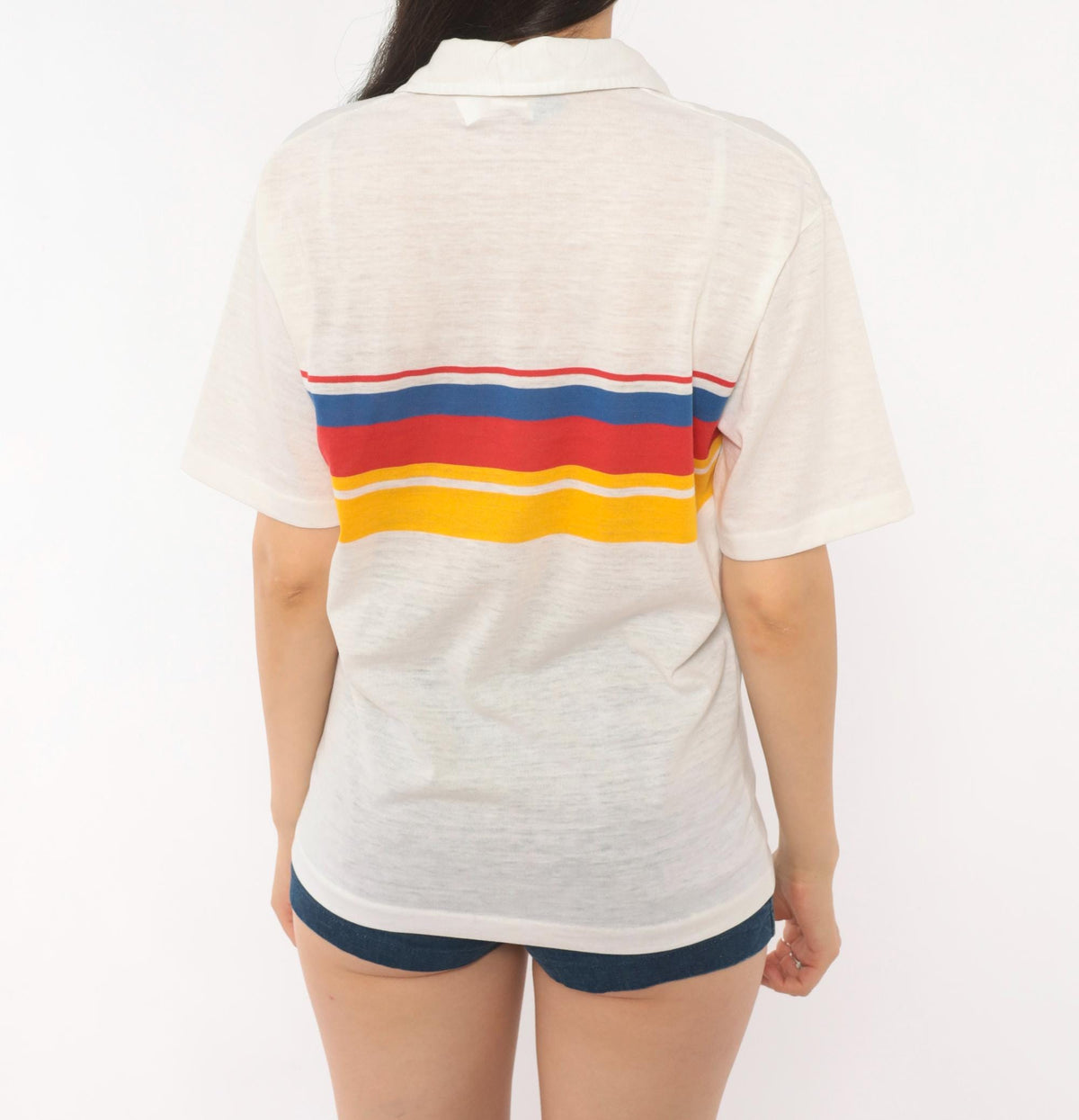 80s Ocean Pacific Polo Striped Chest Band Cotton Surf Collared Tee Small S