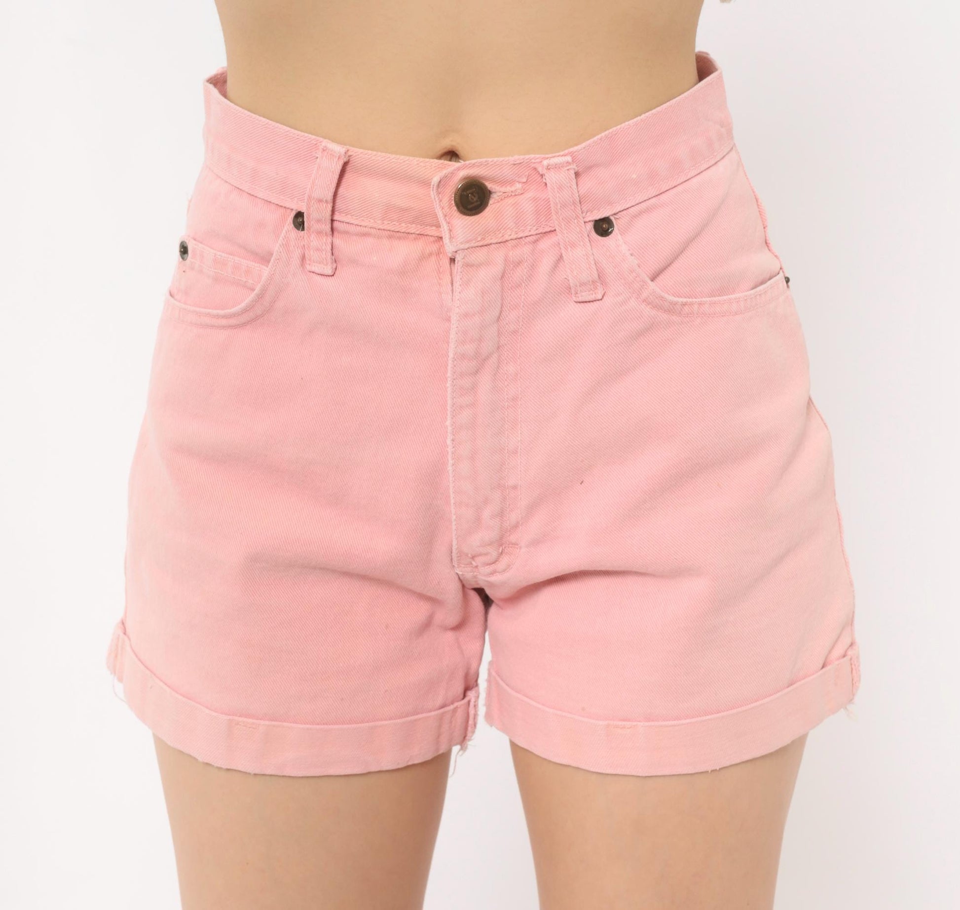 90s Lei Pink Denim Shorts High-Waisted Cuffed Cotton Jean Cut-Offs Small S