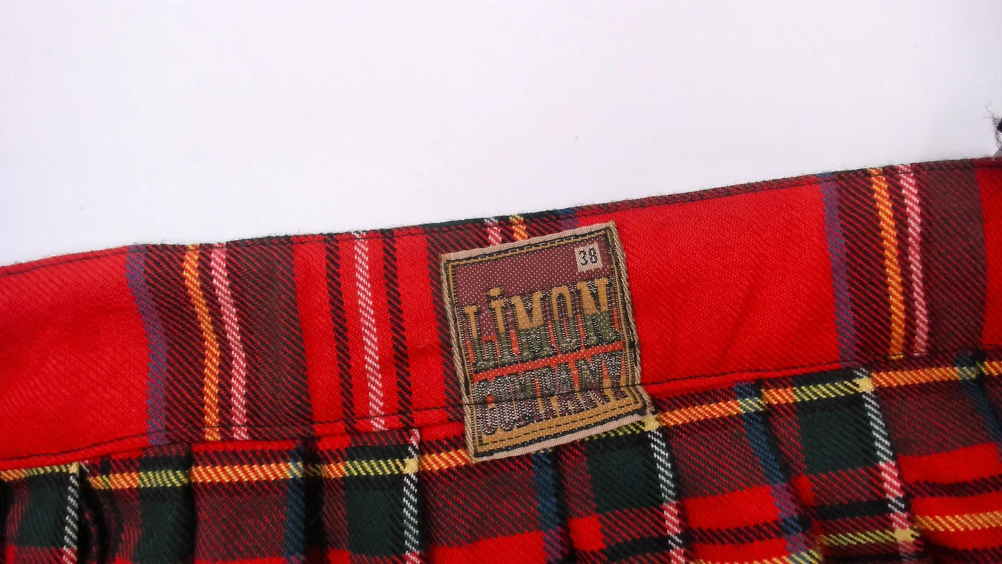 80s Limon Company Royal Stewart Tartan Pleated Skirt Red Small