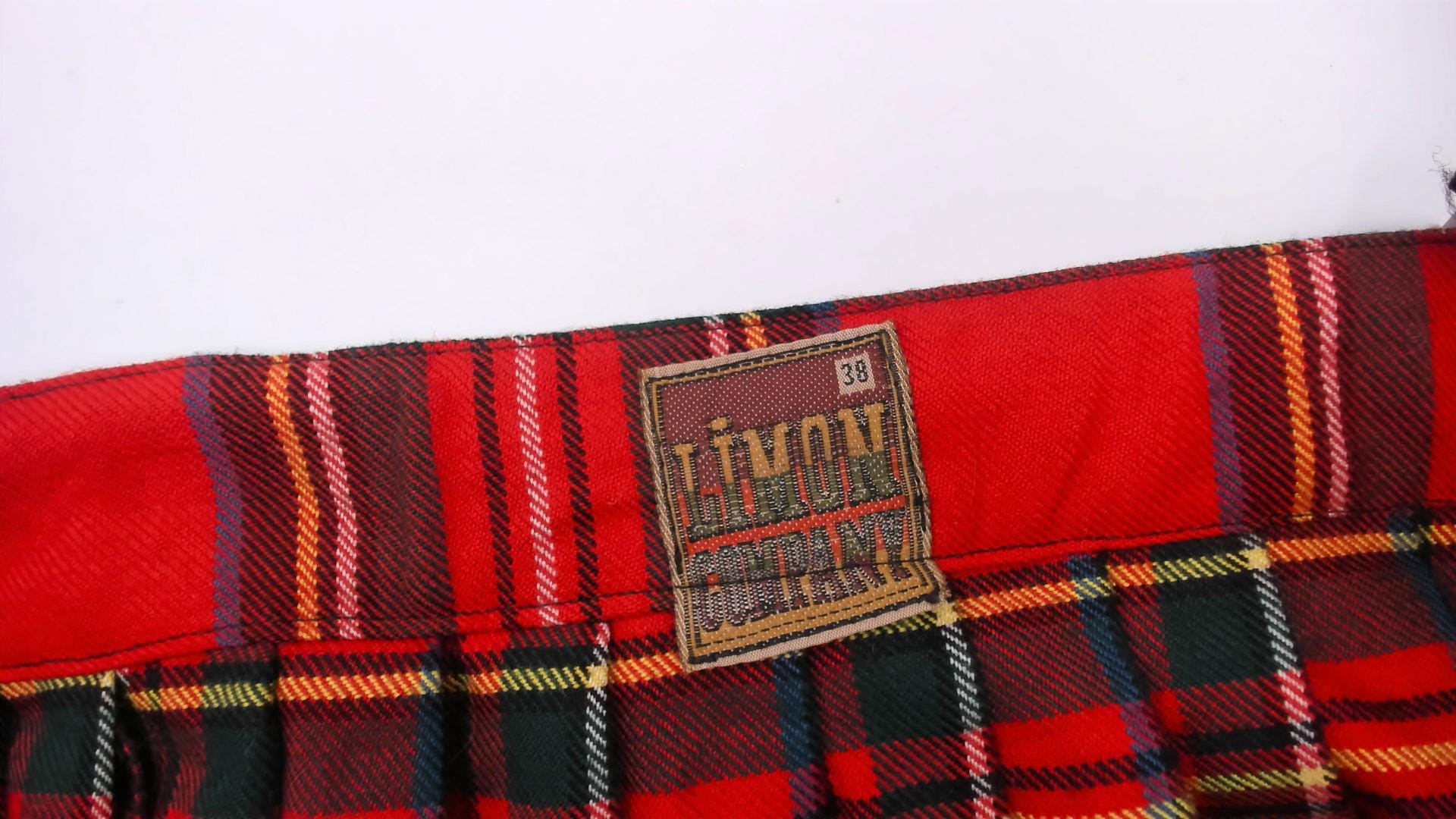 80s Limon Company Royal Stewart Tartan Pleated Skirt Red Small