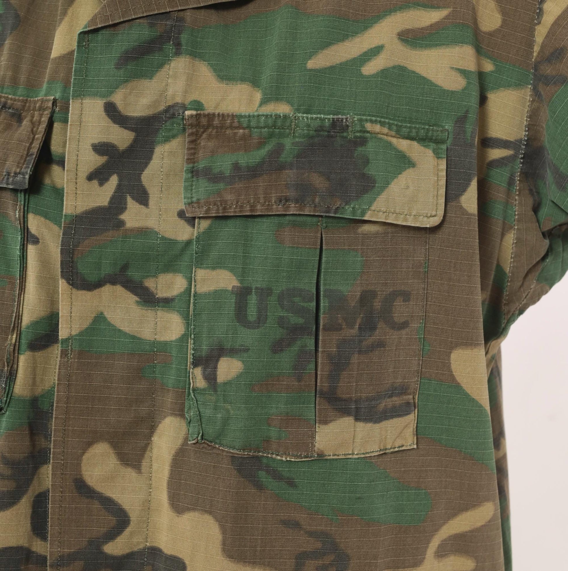 90s USMC Woodland Camouflage BDU Cotton Ripstop Shirt Extra Large
