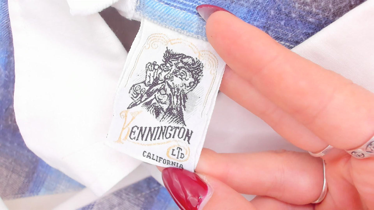 80s Kennington Western Yoke Shirt Blue Plaid Cotton Button-Up Small