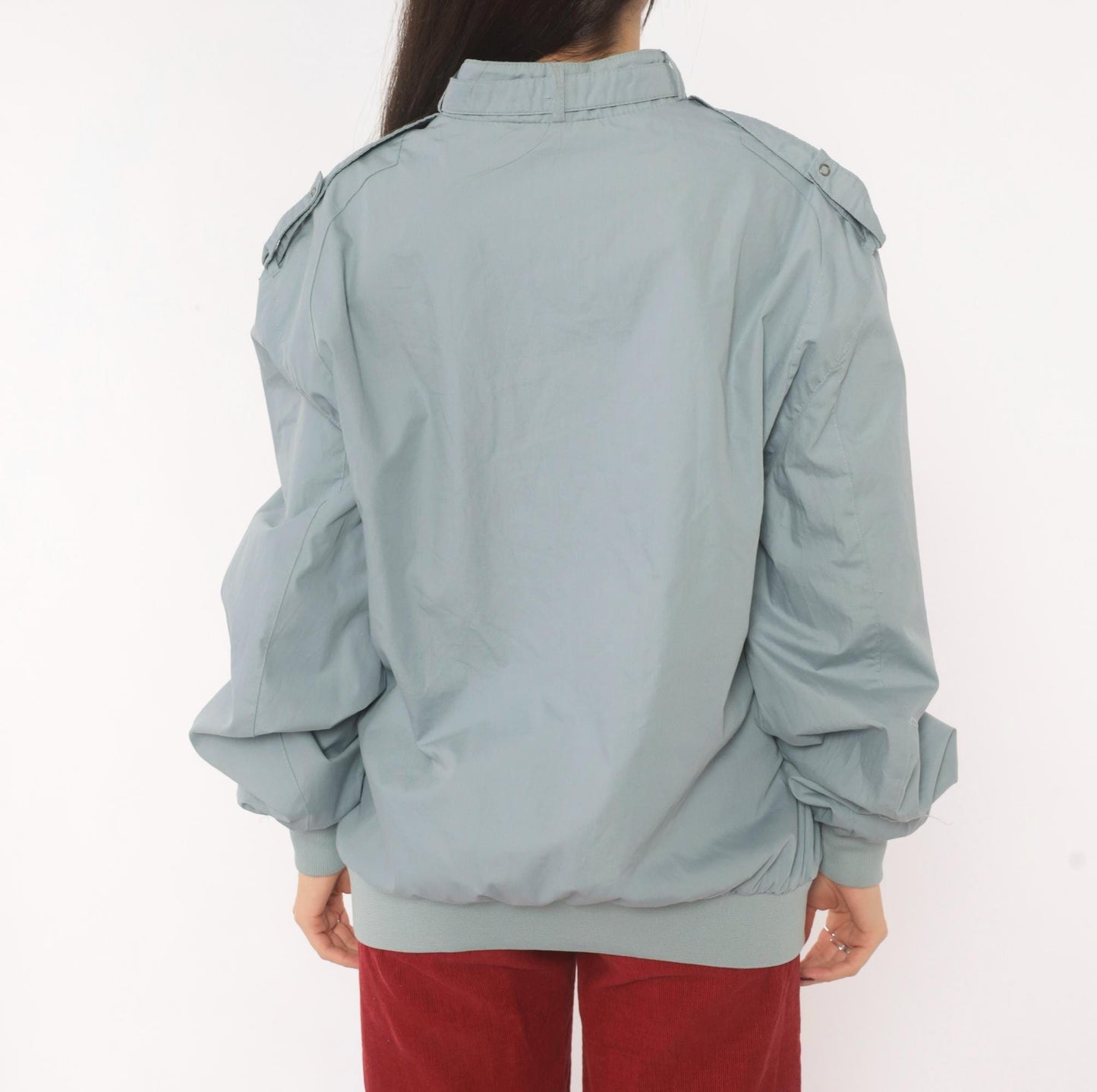 80s Members Only Racer Jacket Grey Bomber Zip Snap Collar Extra Large XL