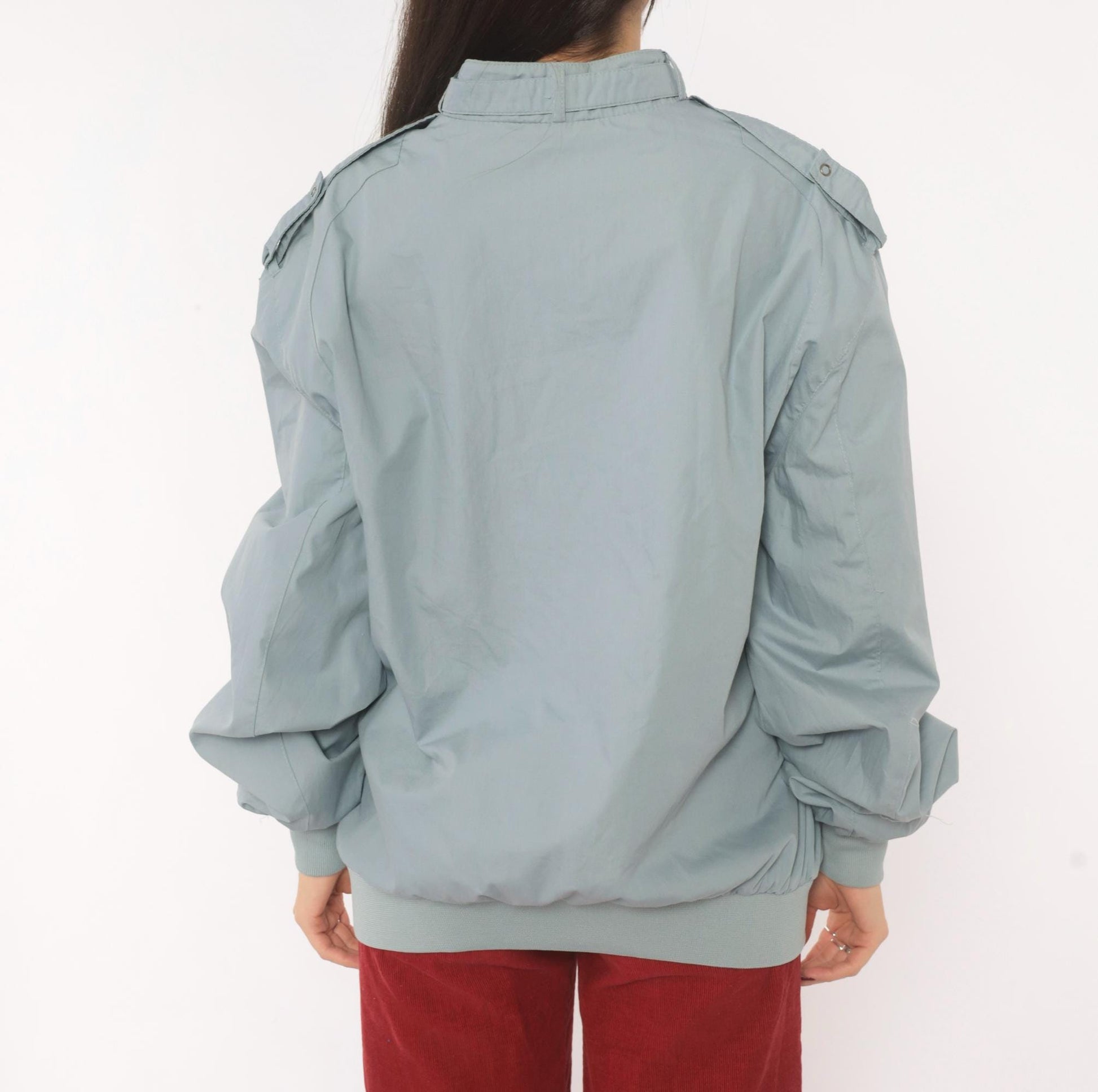 80s Members Only Racer Jacket Grey Bomber Zip Snap Collar Extra Large XL