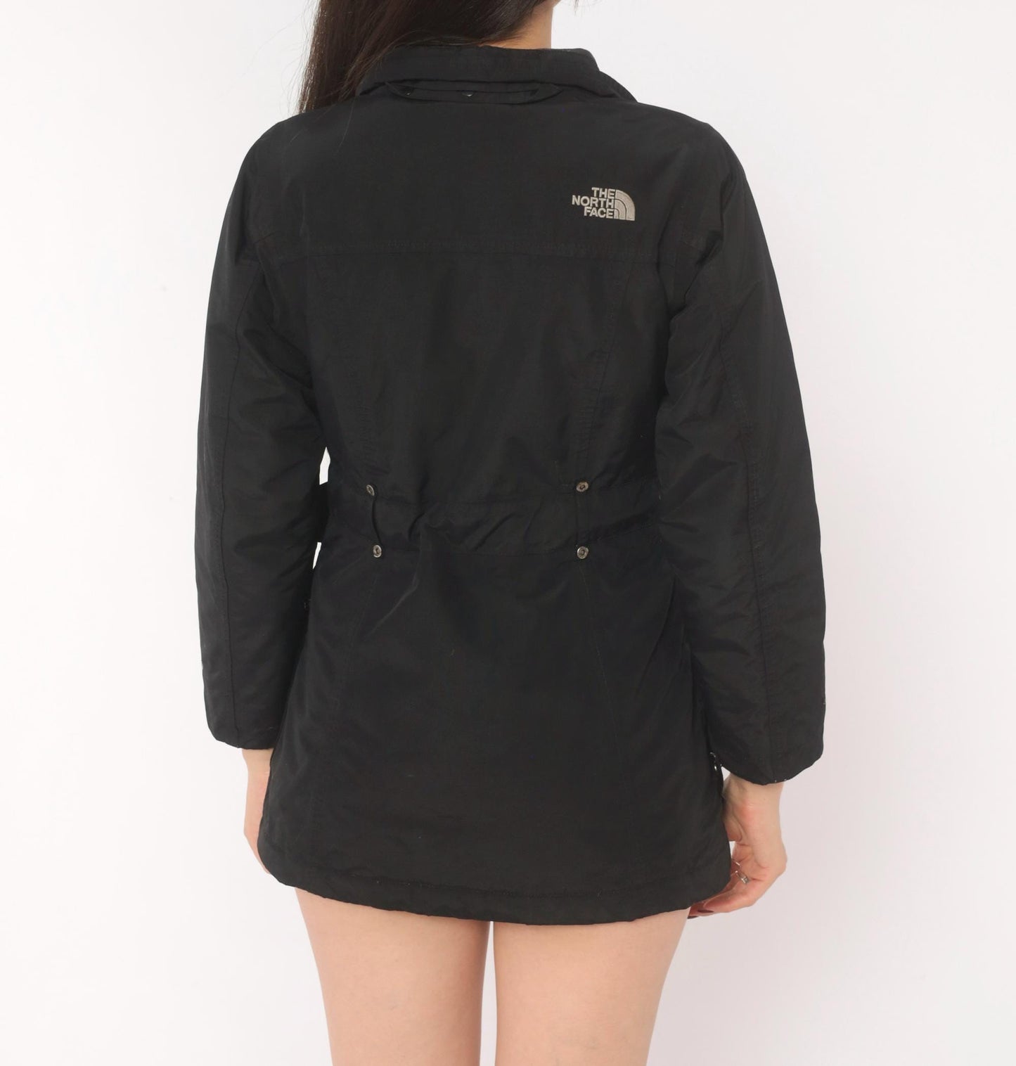 90s The North Face Black Down Jacket Snap Waist Puffer XS
