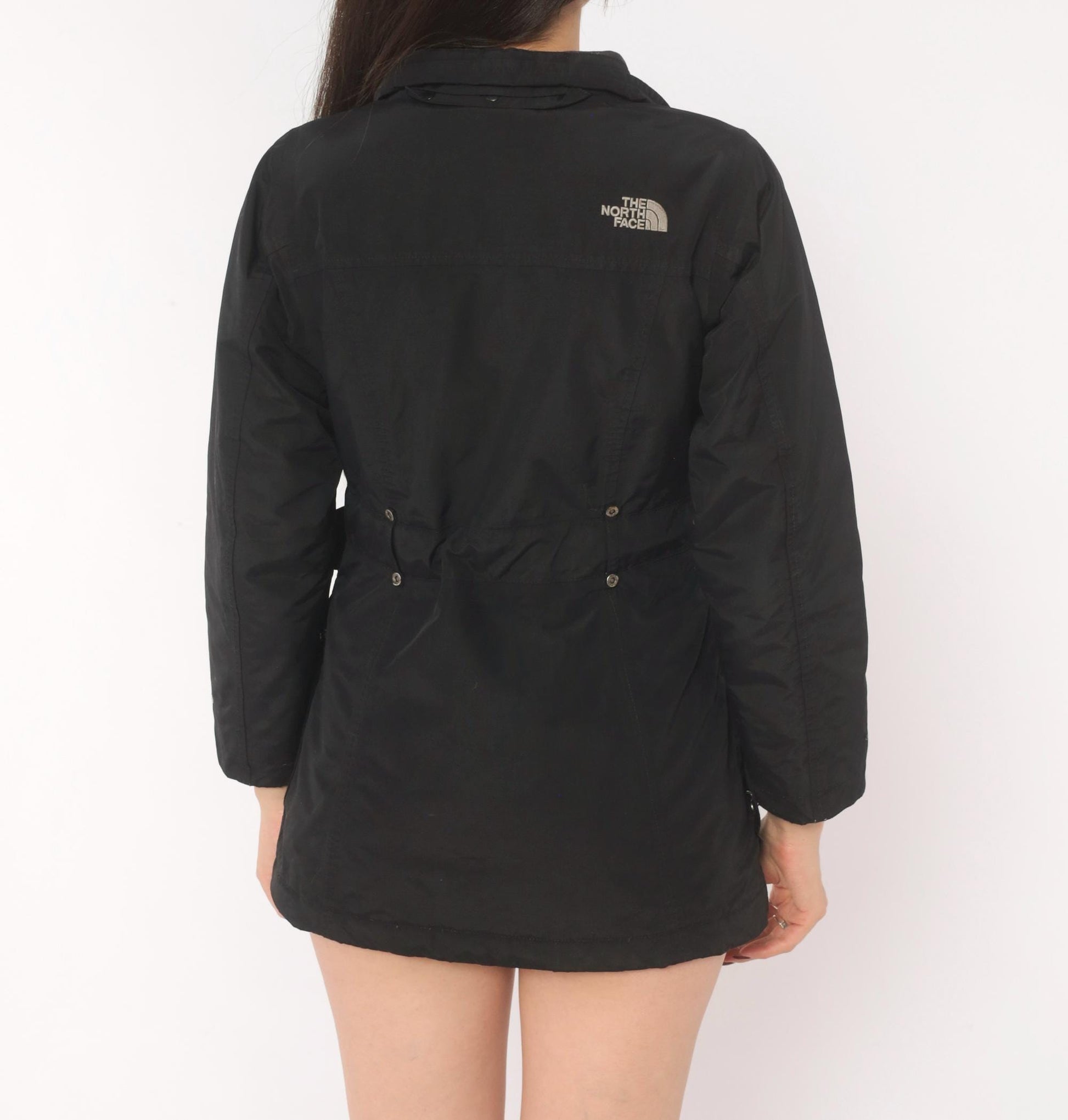 90s The North Face Black Down Jacket Snap Waist Puffer XS