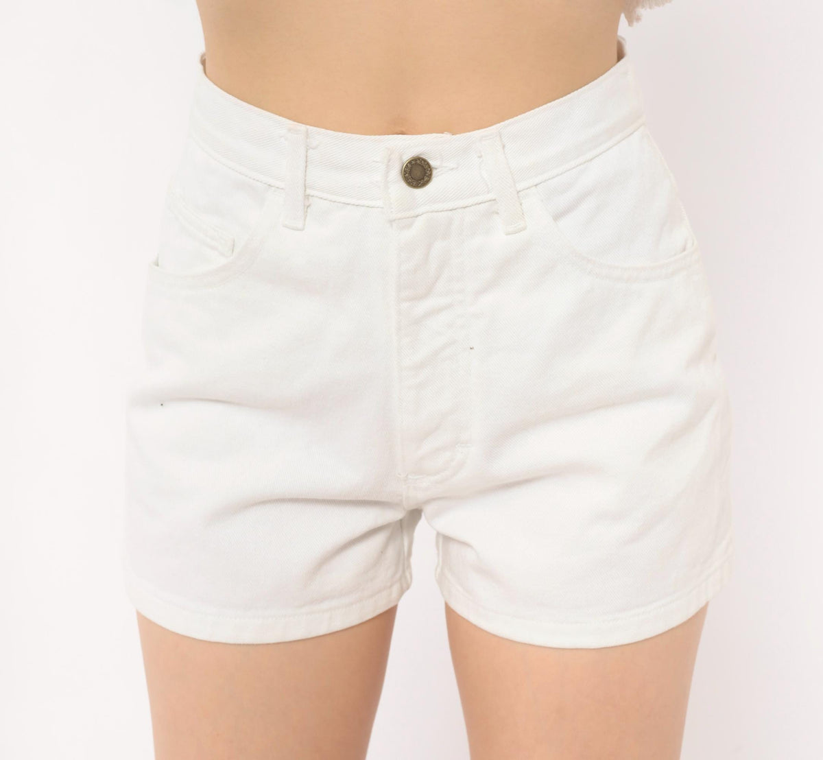 90s Moda INTL White Denim Shorts High Waist Five Pocket Cotton XS