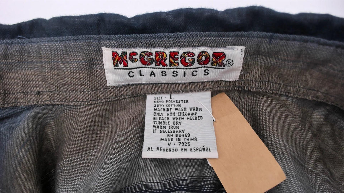 80s Mcgregor Striped Button Down Oxford Shirt Navy Taupe Brown Large L