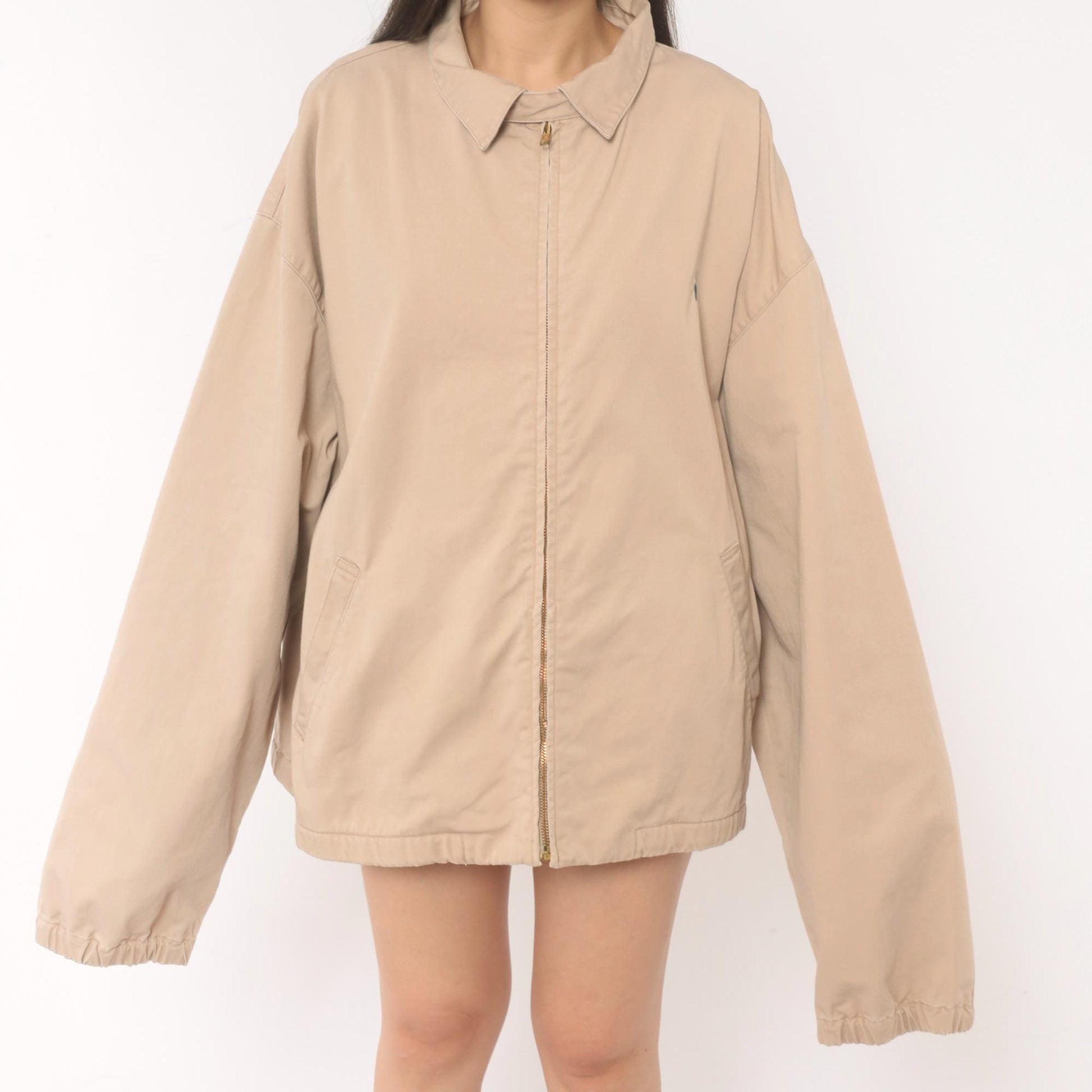 Ralph Lauren Harrington Jacket 90s Tan Cotton Zip Windbreaker XXL