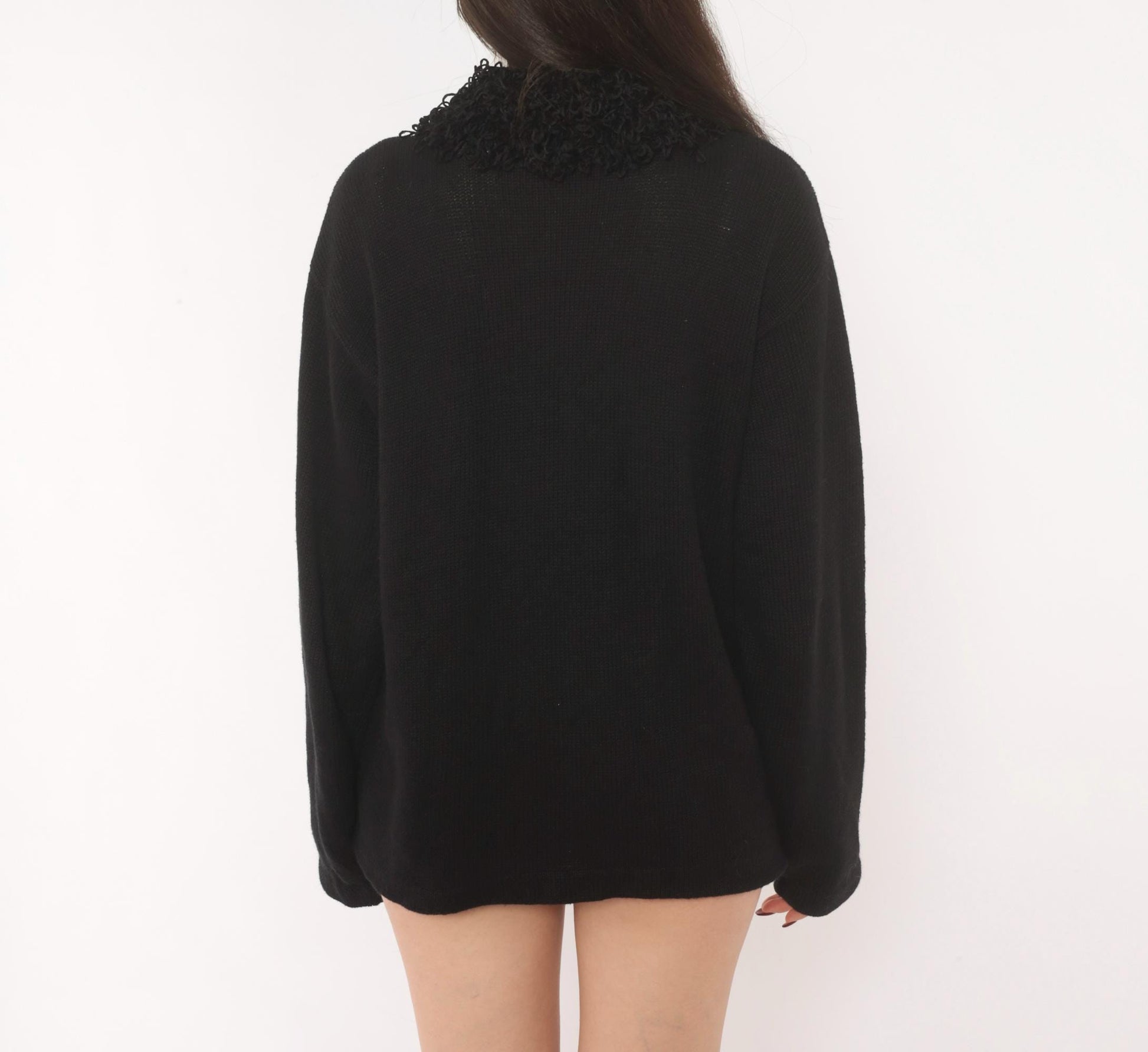 90s Victoria Harbour Black Cardigan Embroidered Autumn Leaves Large L