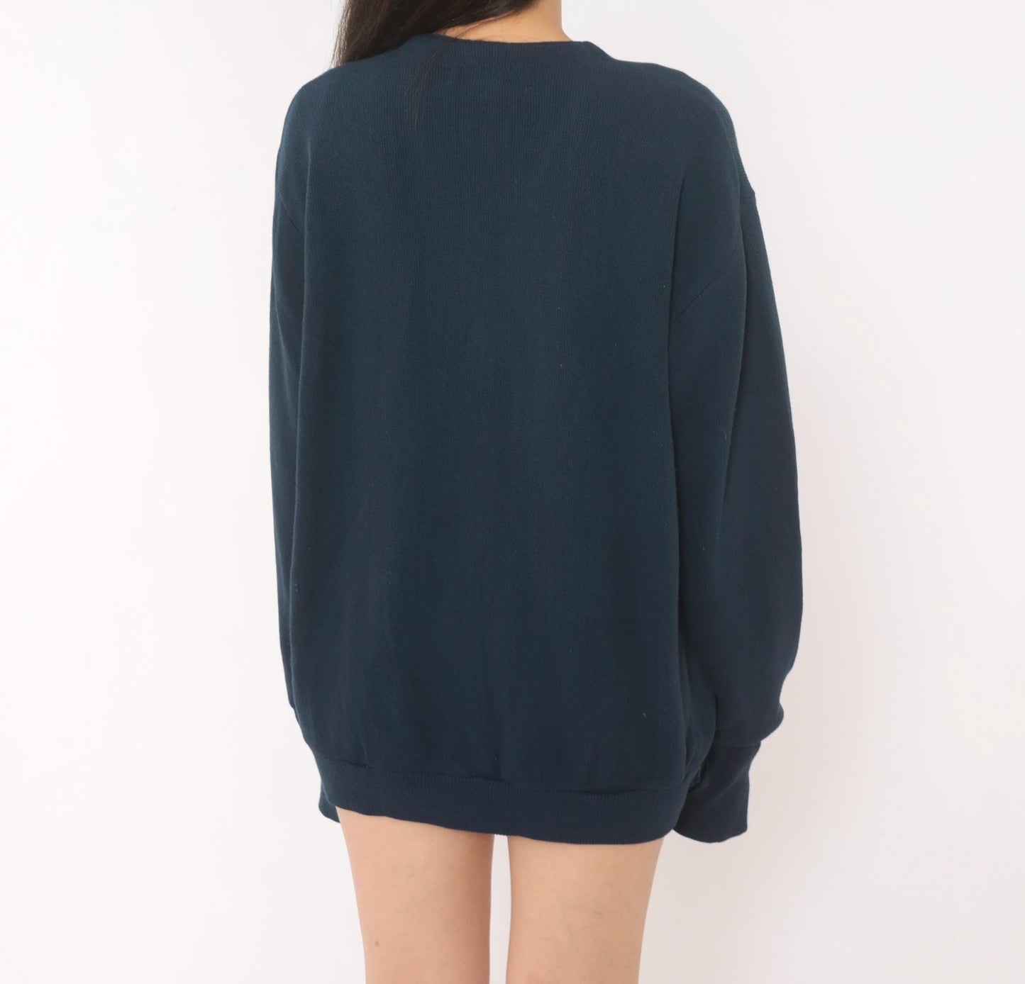Geoffrey Beene Navy Cardigan V-Neck Button Front Knit Sweater Medium M