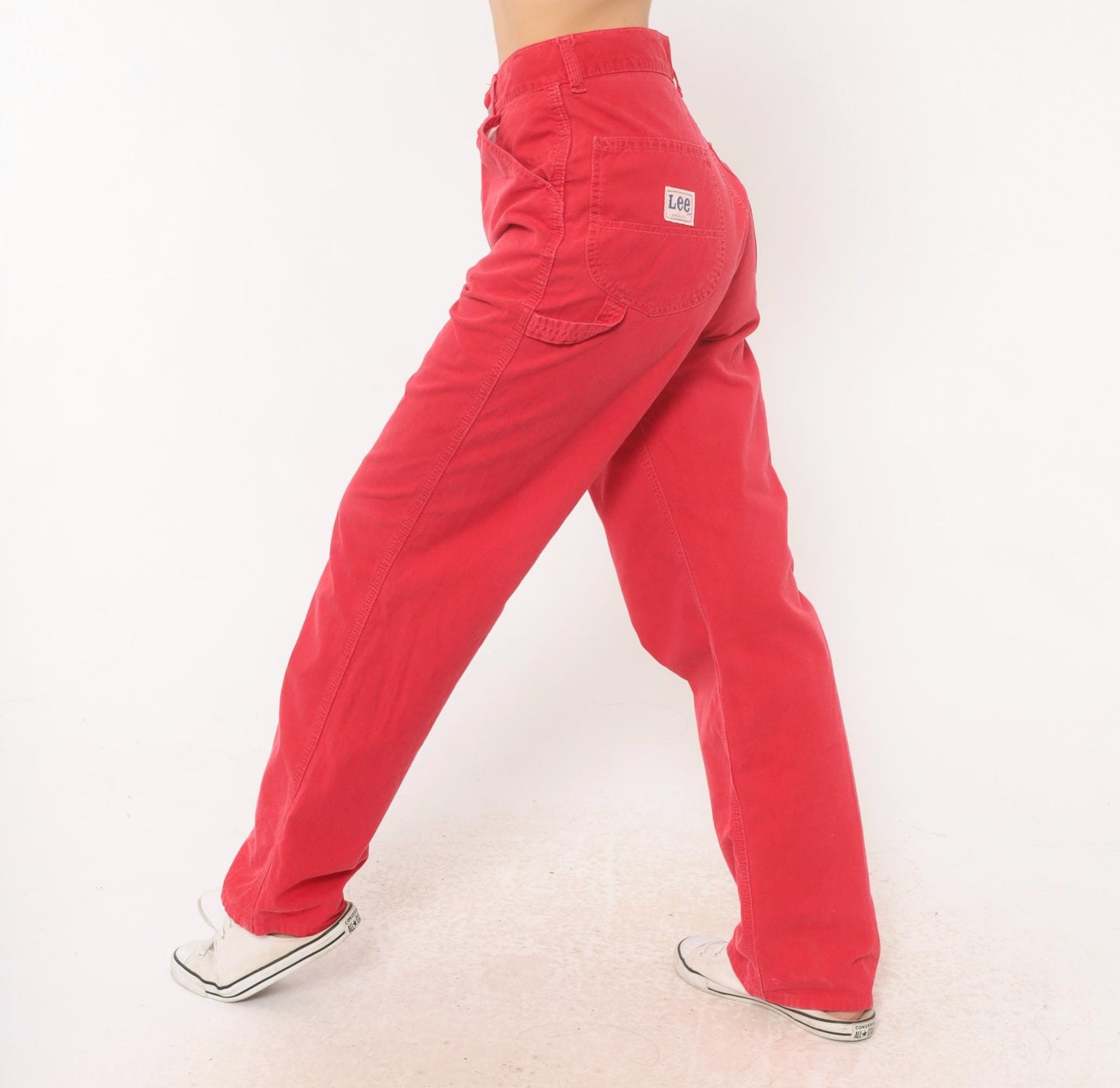 90s Lee Carpenter Pants Red Cotton High Rise Straight Leg Small S