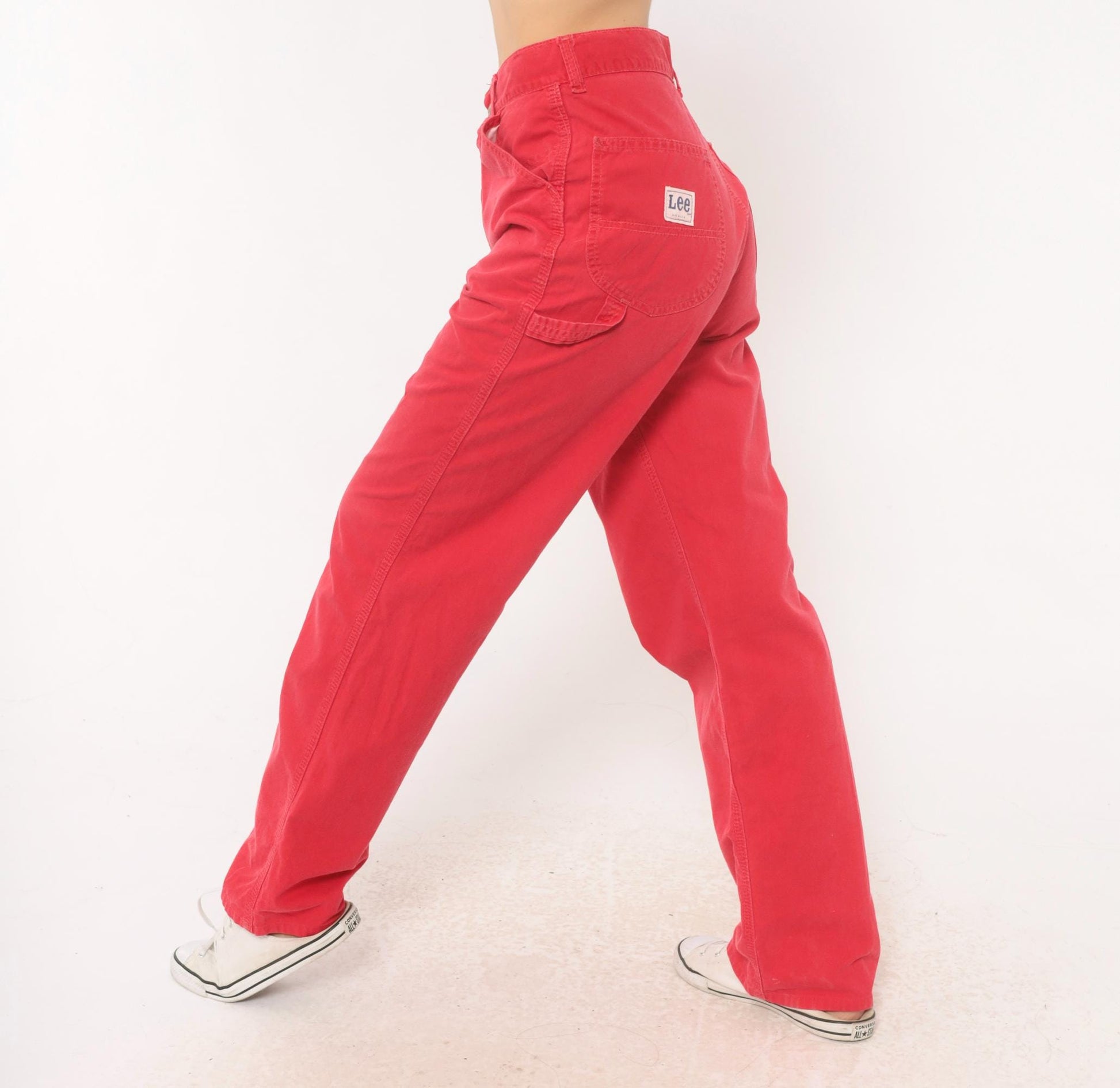90s Lee Carpenter Pants Red Cotton High Rise Straight Leg Small S