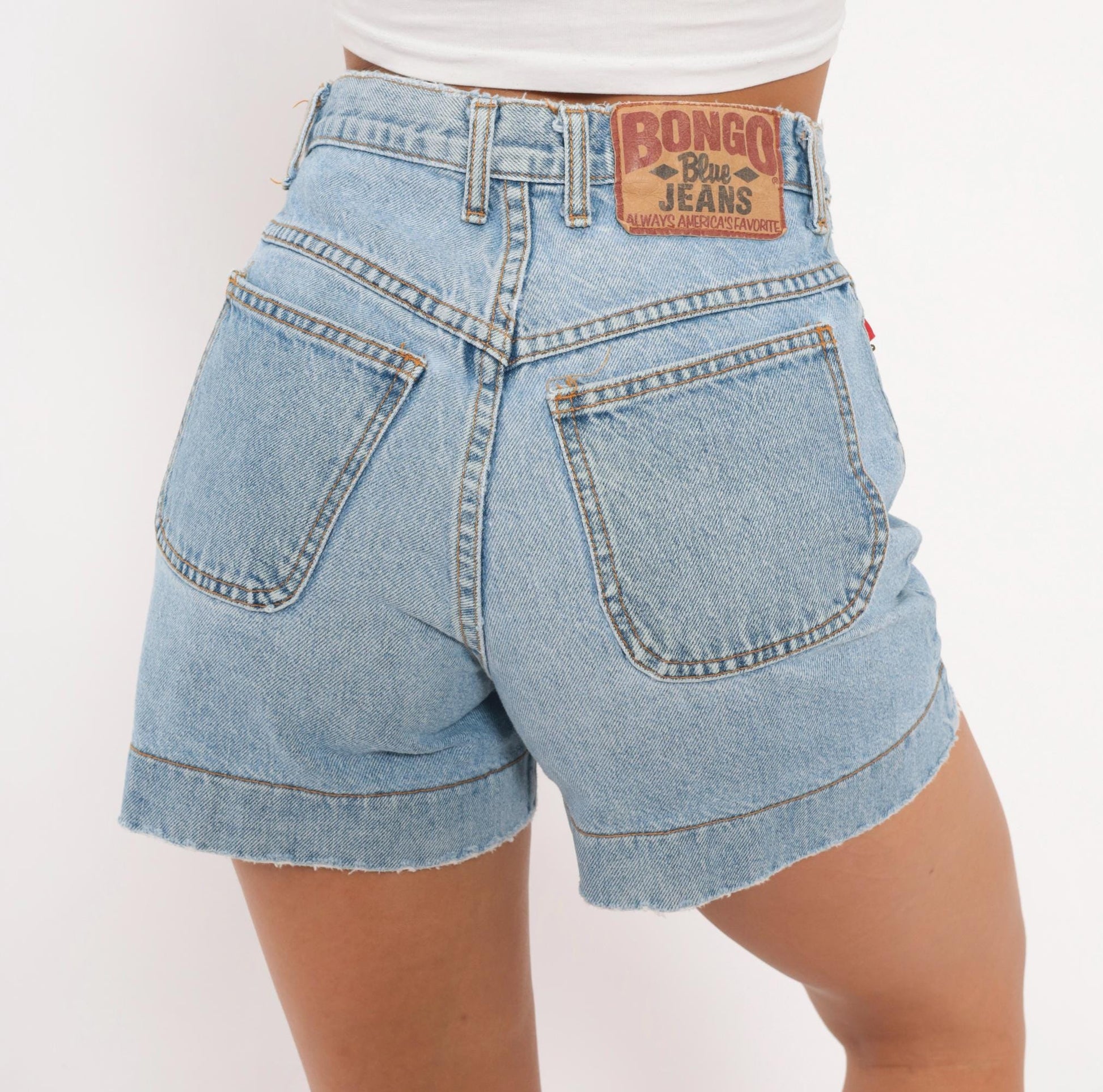 90s Bongo Blue Jeans Light Wash Cutoff Denim Shorts High Waisted Small 26