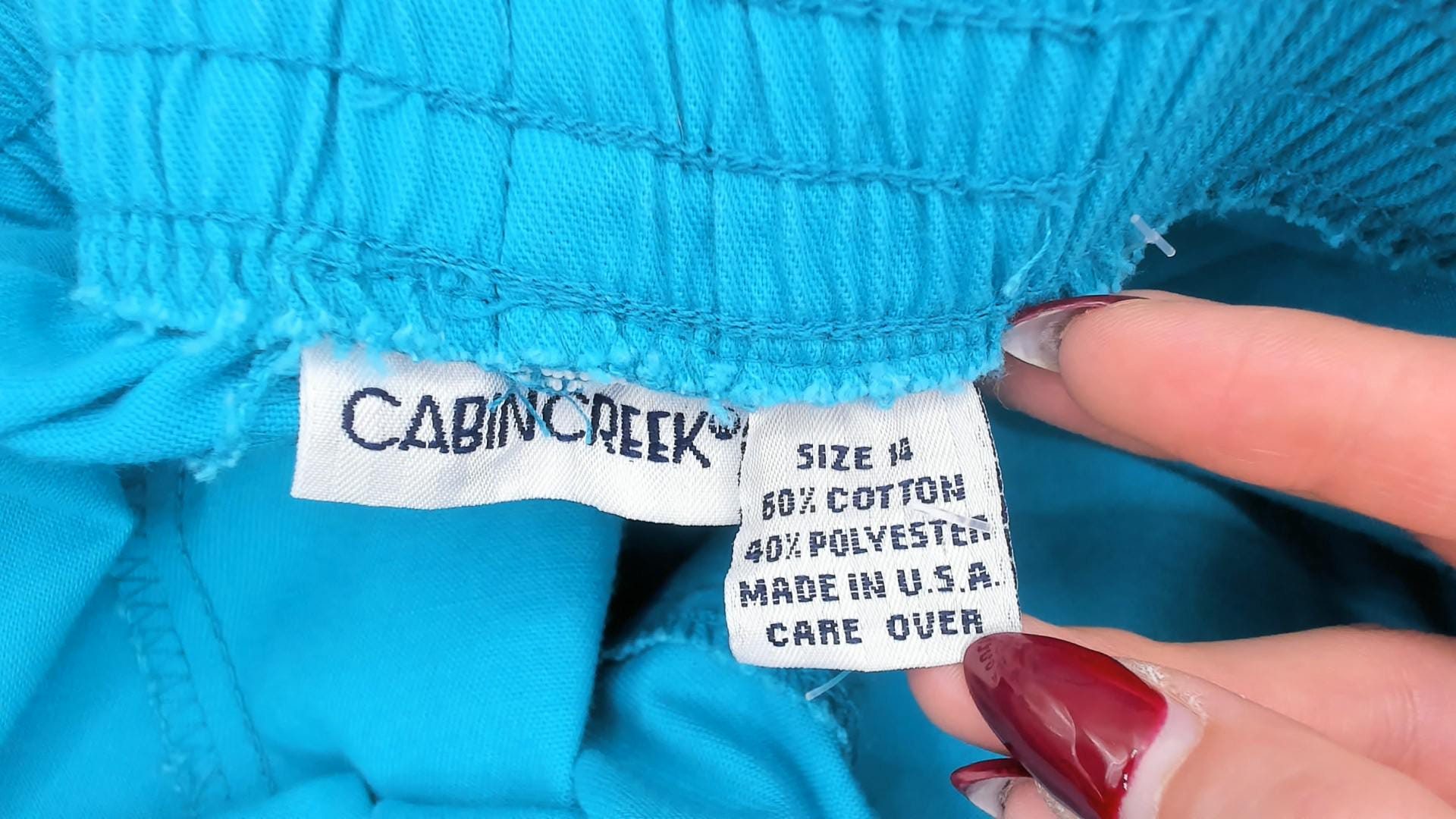 90s Cabin Creek Teal High Rise Shorts Wide Leg Cotton Elastic Waist Medium