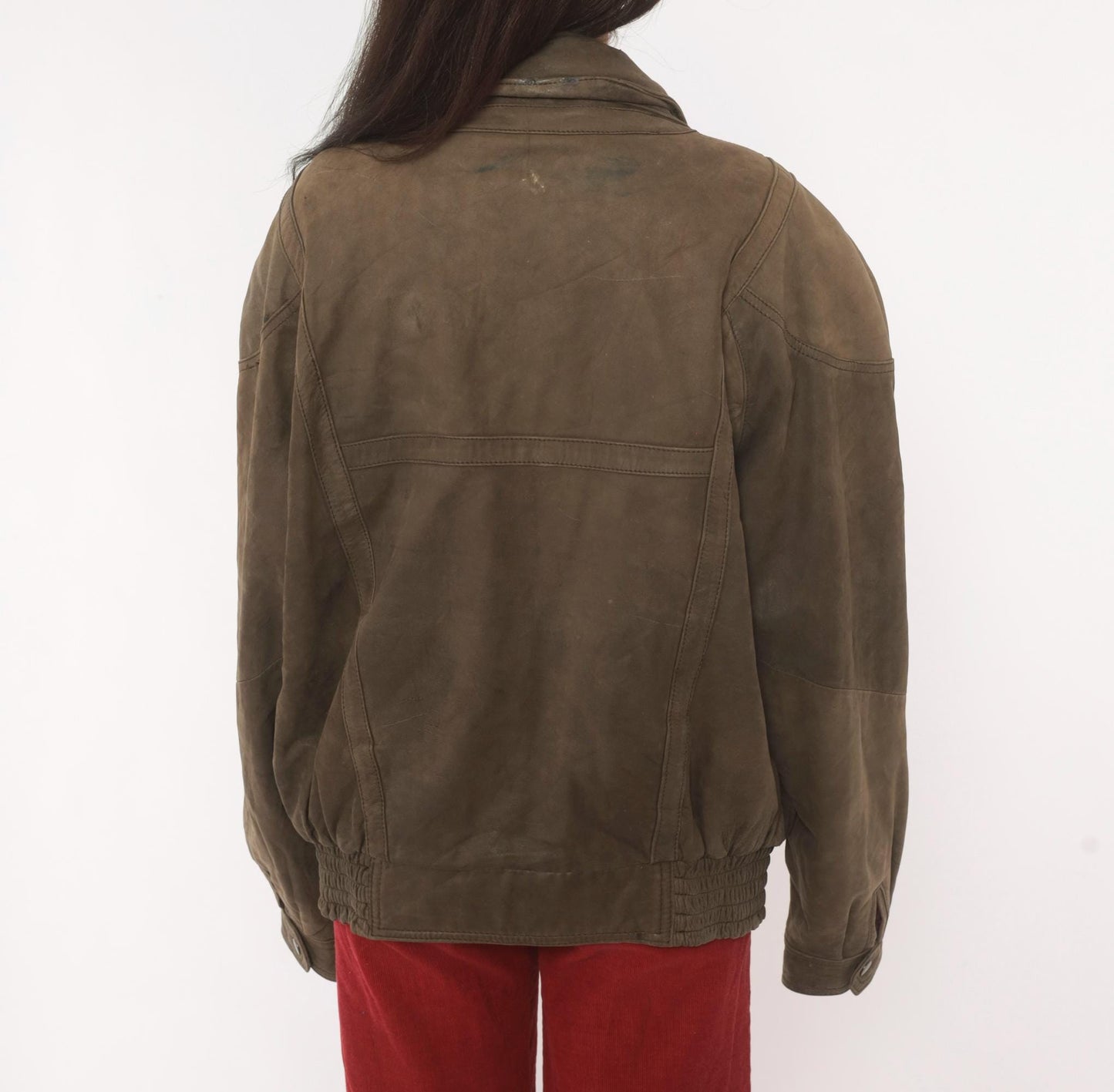 80s Pelle Studio Brown Leather Bomber Jacket Batwing Moto Large L