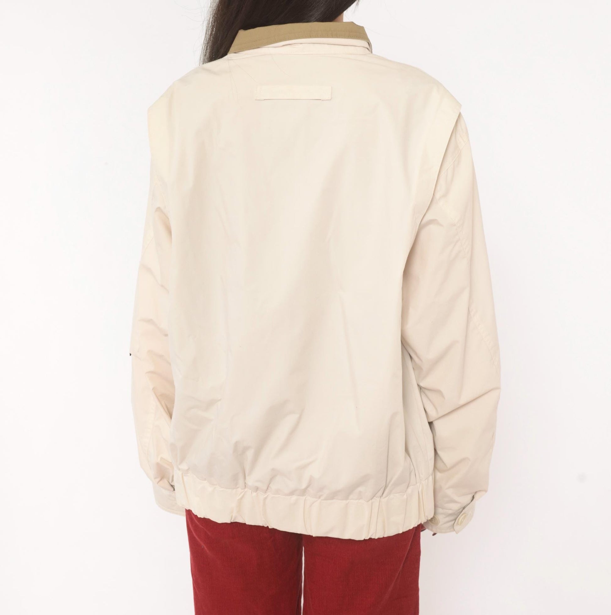 90s London Fog Windbreaker Jacket Cream Tan Collar Medium M