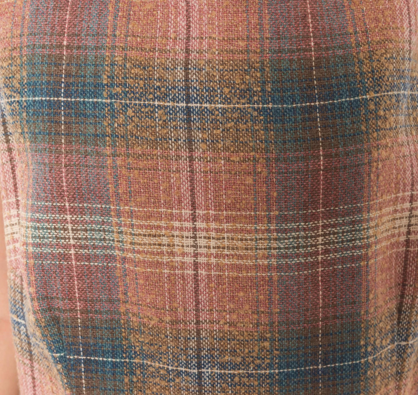 Y2K Chadwicks Plaid Wool Midi Dress Sleeveless A-Line Pink Teal Large L