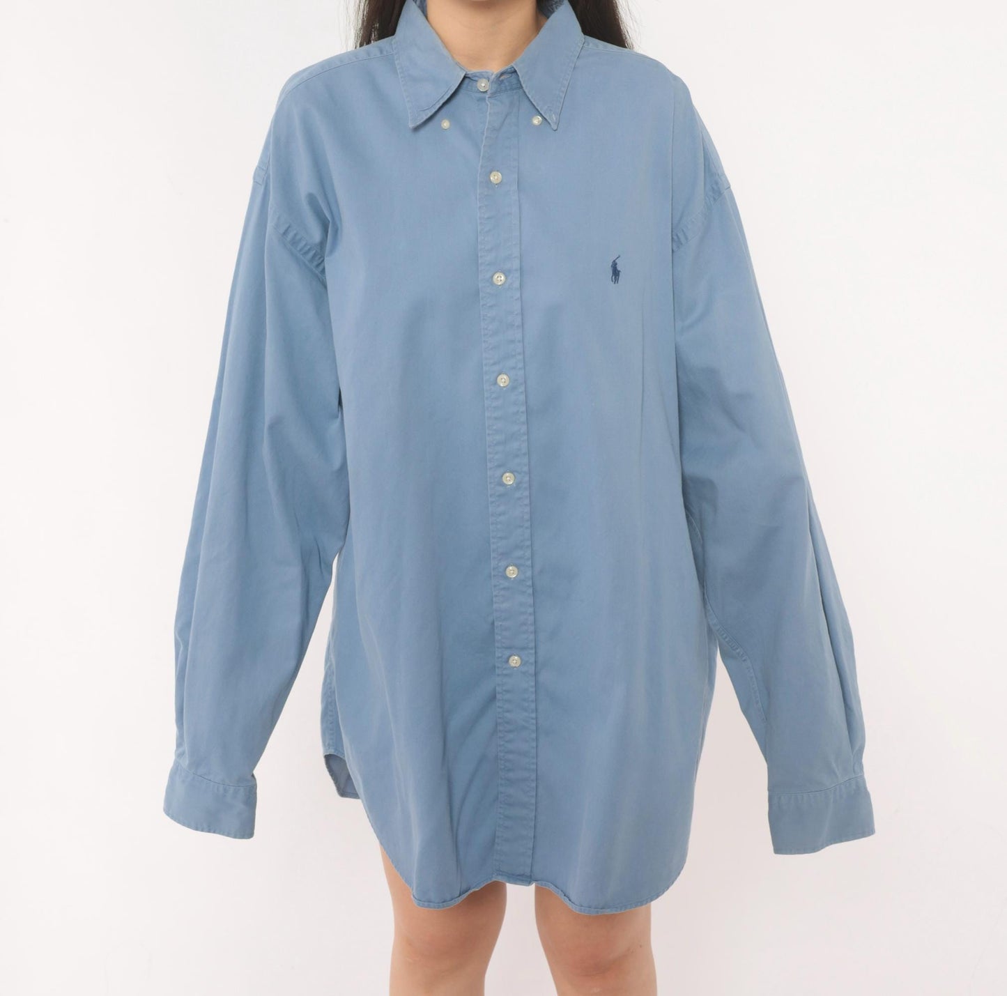 90s Ralph Lauren Powder Blue Cotton Oxford Button-Down Shirt Extra Large XL