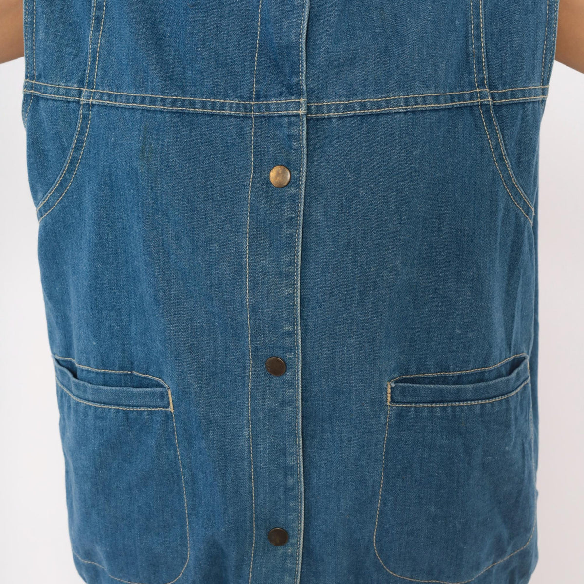 90s Juleigh Jean Denim Vest Blue Snap Button Sleeveless Large L
