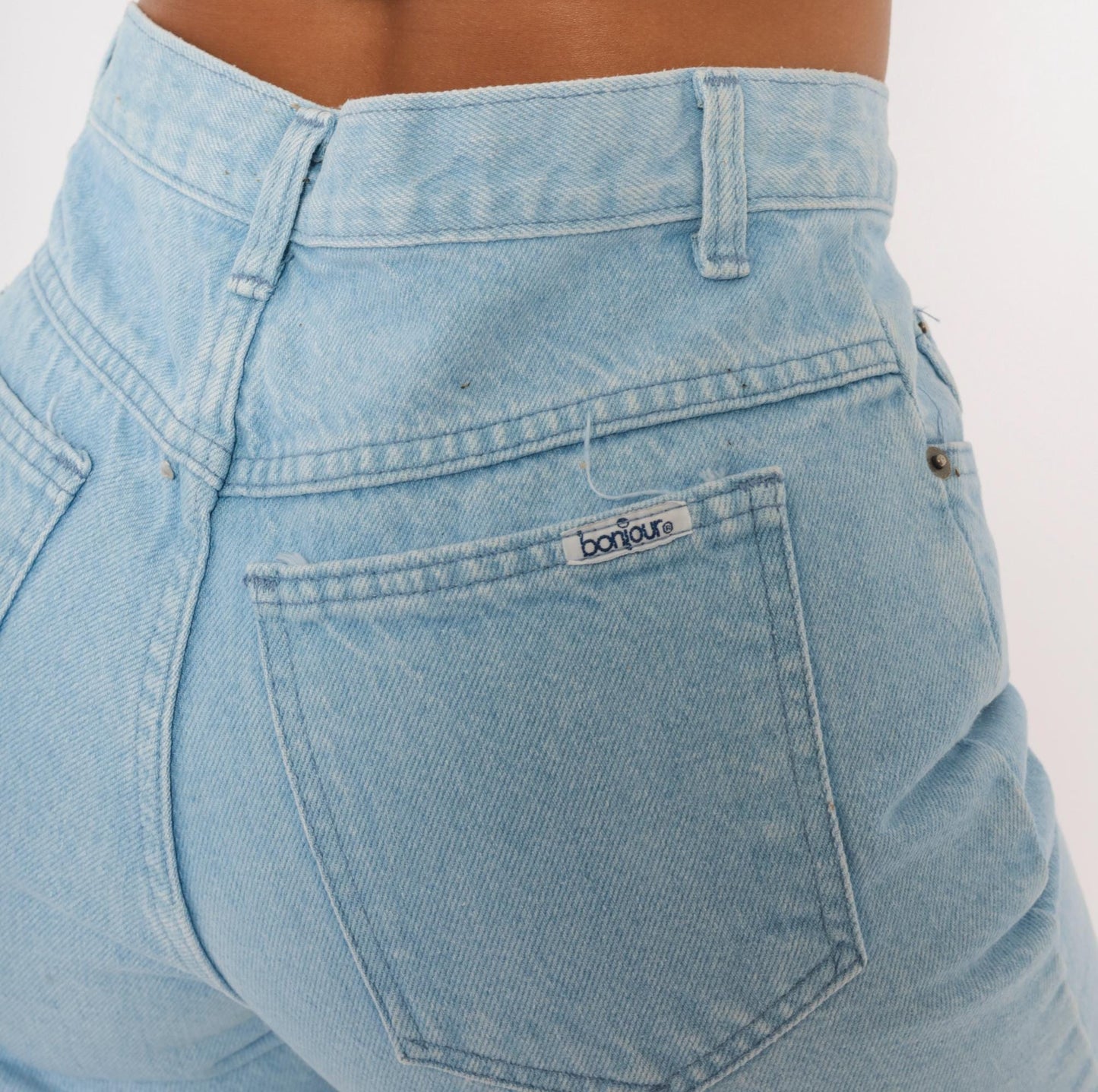 90s Bonjour Light Wash Denim Bermuda Shorts High Rise Button Fly Women's 26