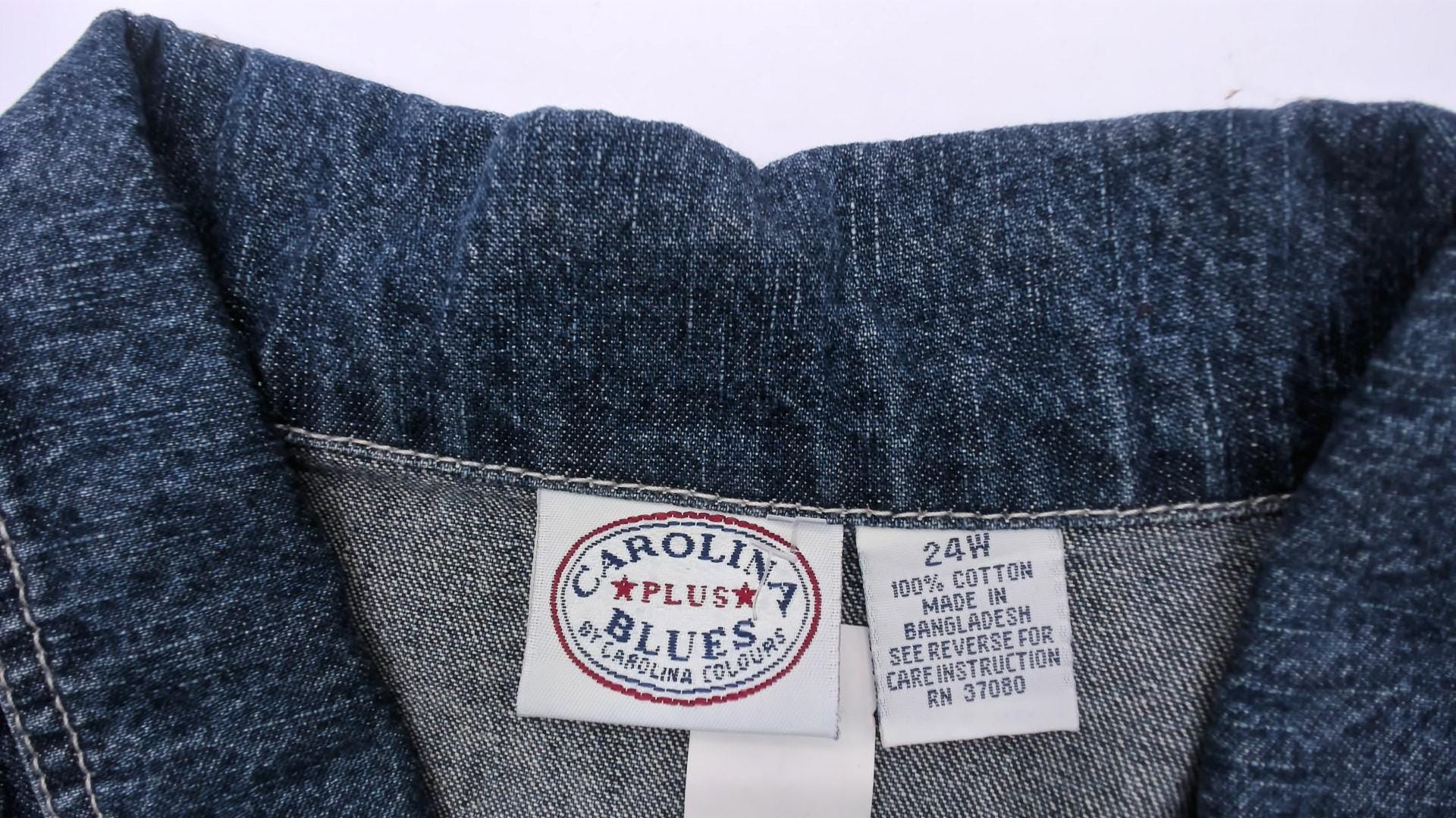 90s Carolina Blues Denim Shirt Dress Navy Button Front Cotton Plus Size XXL