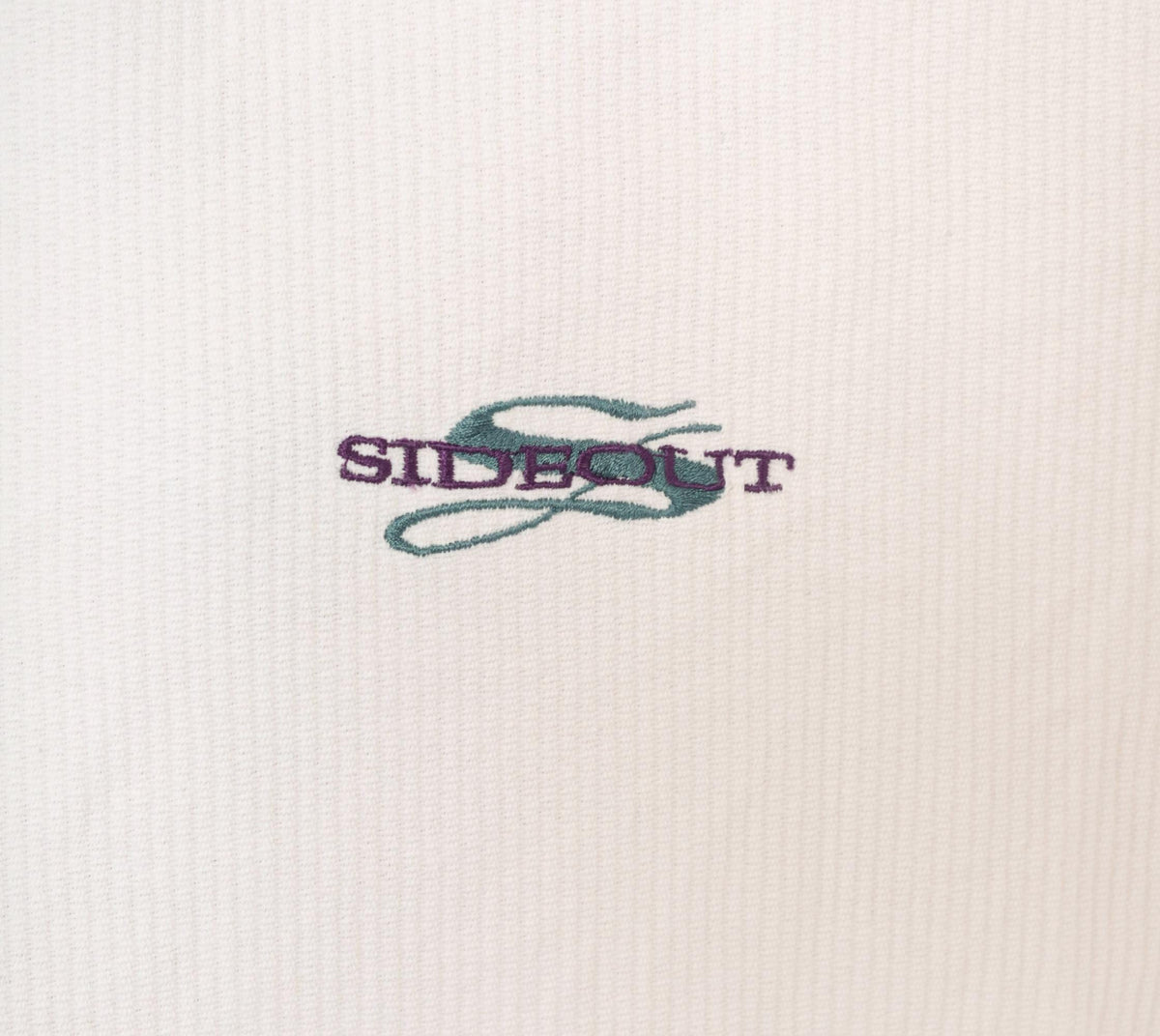 90s Side Out Hoodie Cream Embroidered Logo Raglan Pullover Extra Large XL
