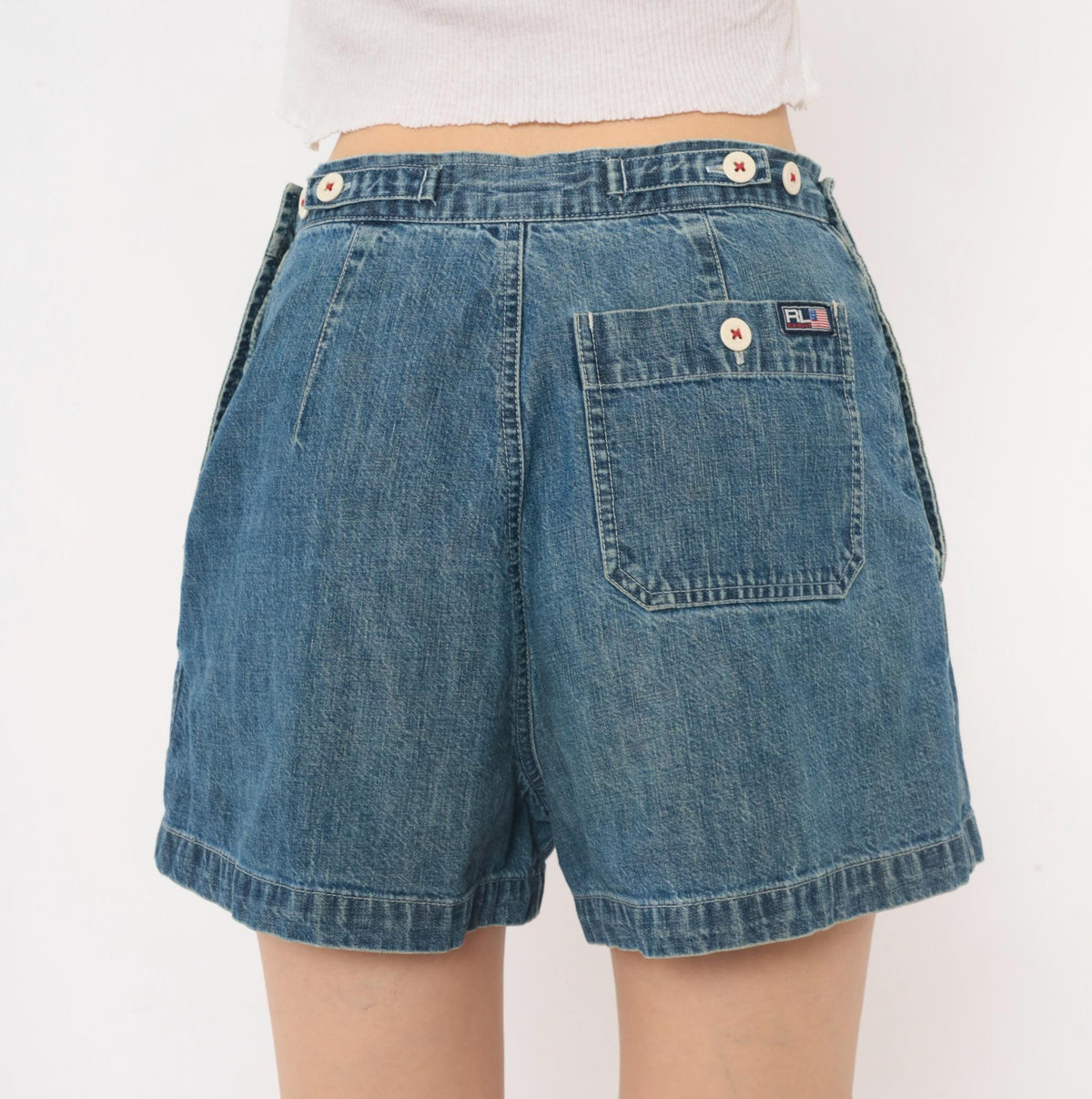 Y2K Ralph Lauren Denim Shorts Blue High Waist Cotton Medium M