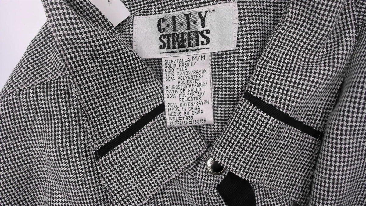 90s City Streets Houndstooth Check Shirt Black White Color Block Medium