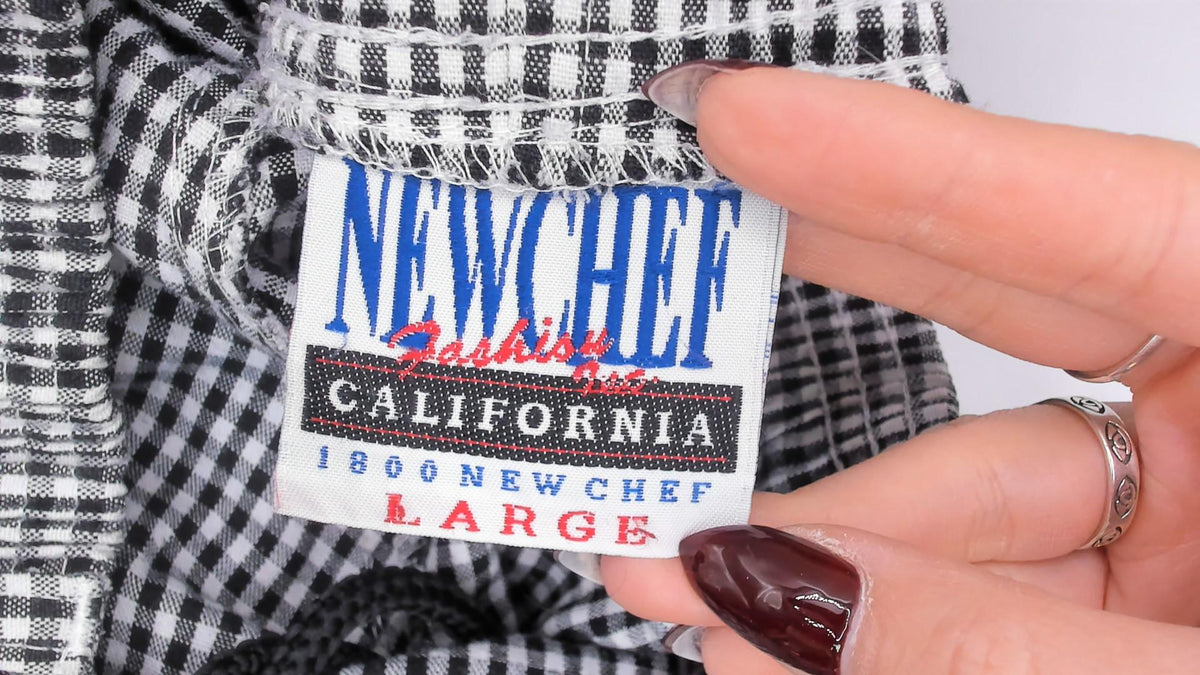 90s Newchef Fashions Black White Gingham Chef Pants Cotton Large L