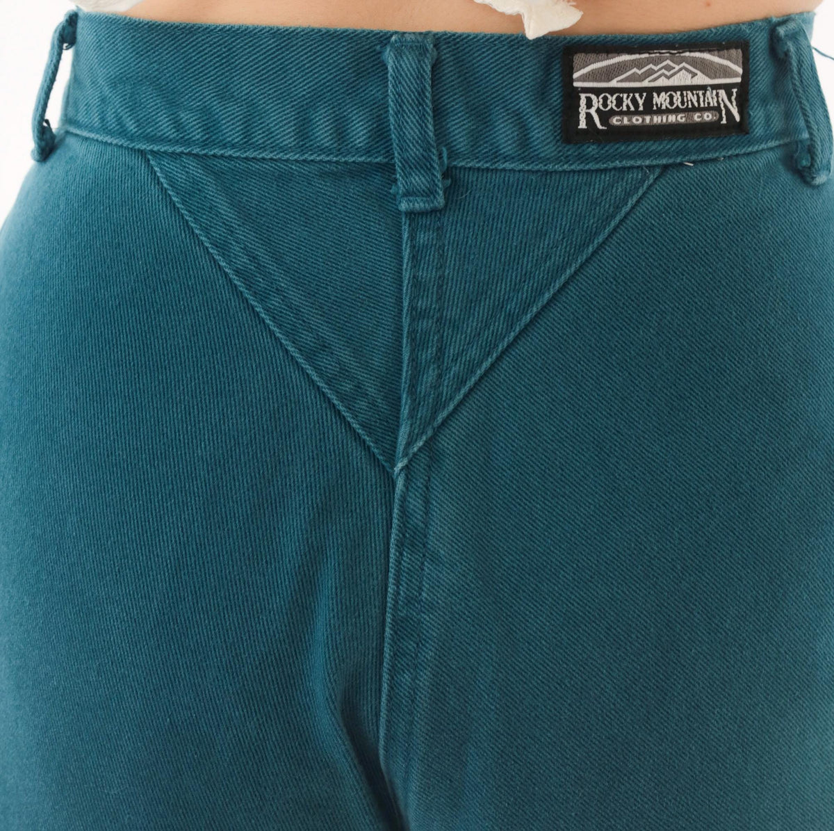 90s Rocky Mountain Teal Denim High Waist Mom Jeans Tapered Straight Leg Extra Small XS