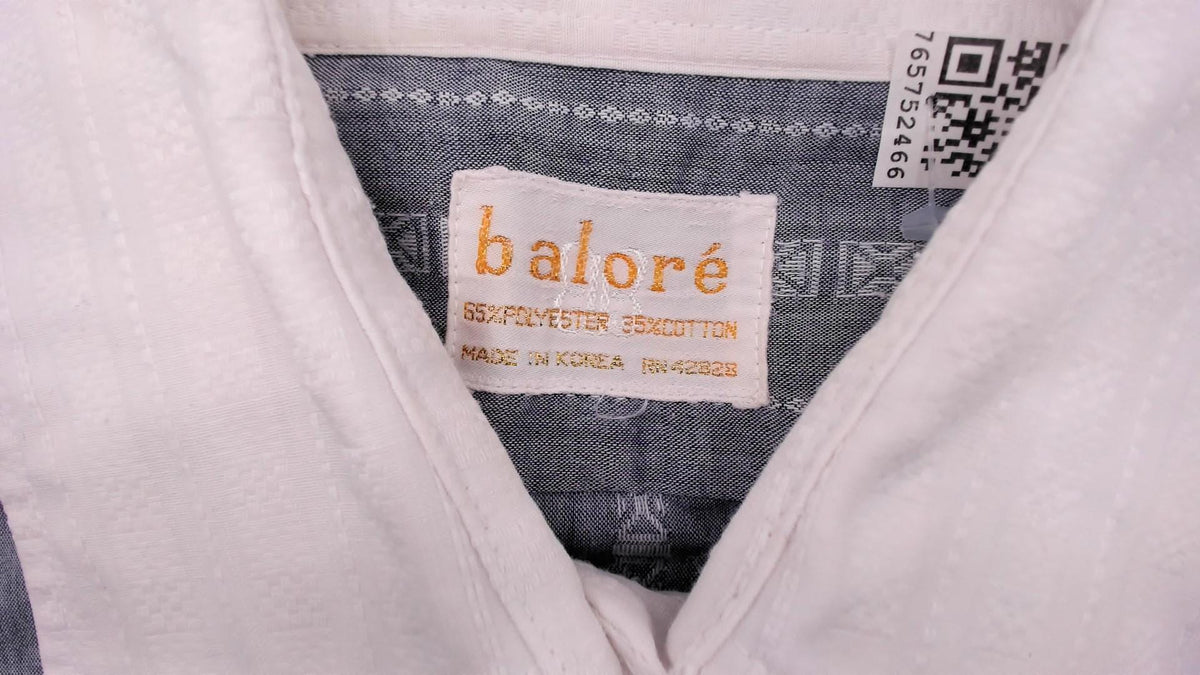 70s Balore Grey Striped Button Up Shirt Contrast Collar Medium