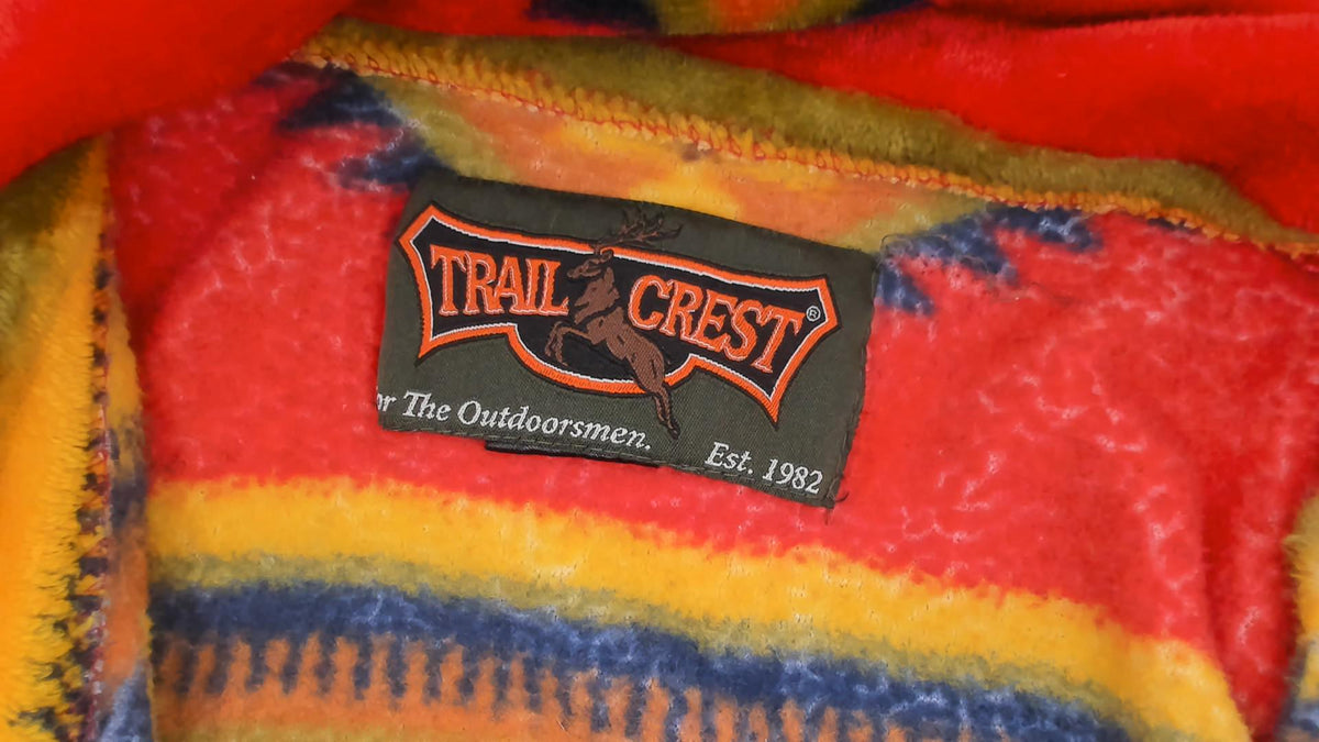 90s Trail Crest Southwestern Aztec Zip Jacket Red Mock Neck Extra Small XS