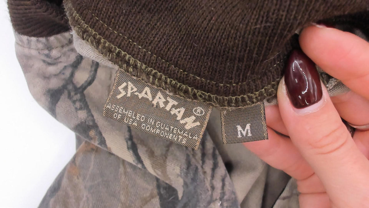 90s Spartan Realtree Camo Bomber Jacket Brown Beige Tree Print Medium