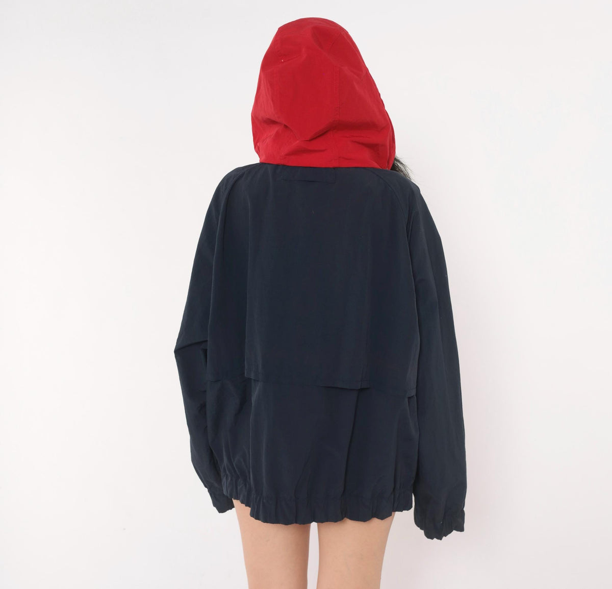 90s Croft & Barrow Navy Windbreaker Hooded Jacket Color Block Red Yellow Extra Large