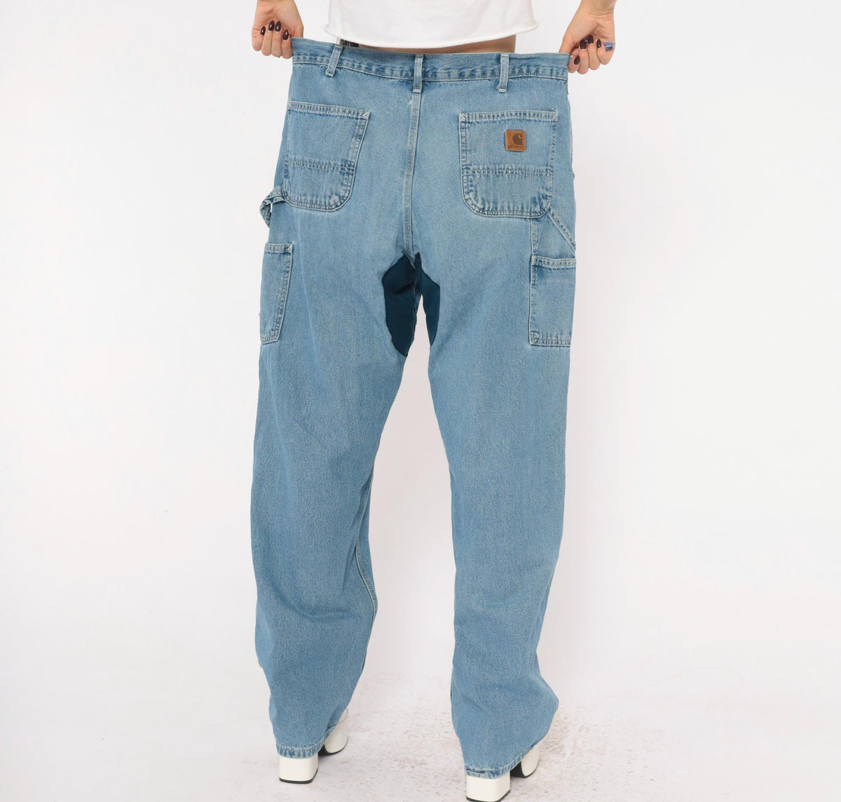 Carhartt Carpenter Jeans Y2K Light Wash Denim Straight Leg Hammer Loop 38x34