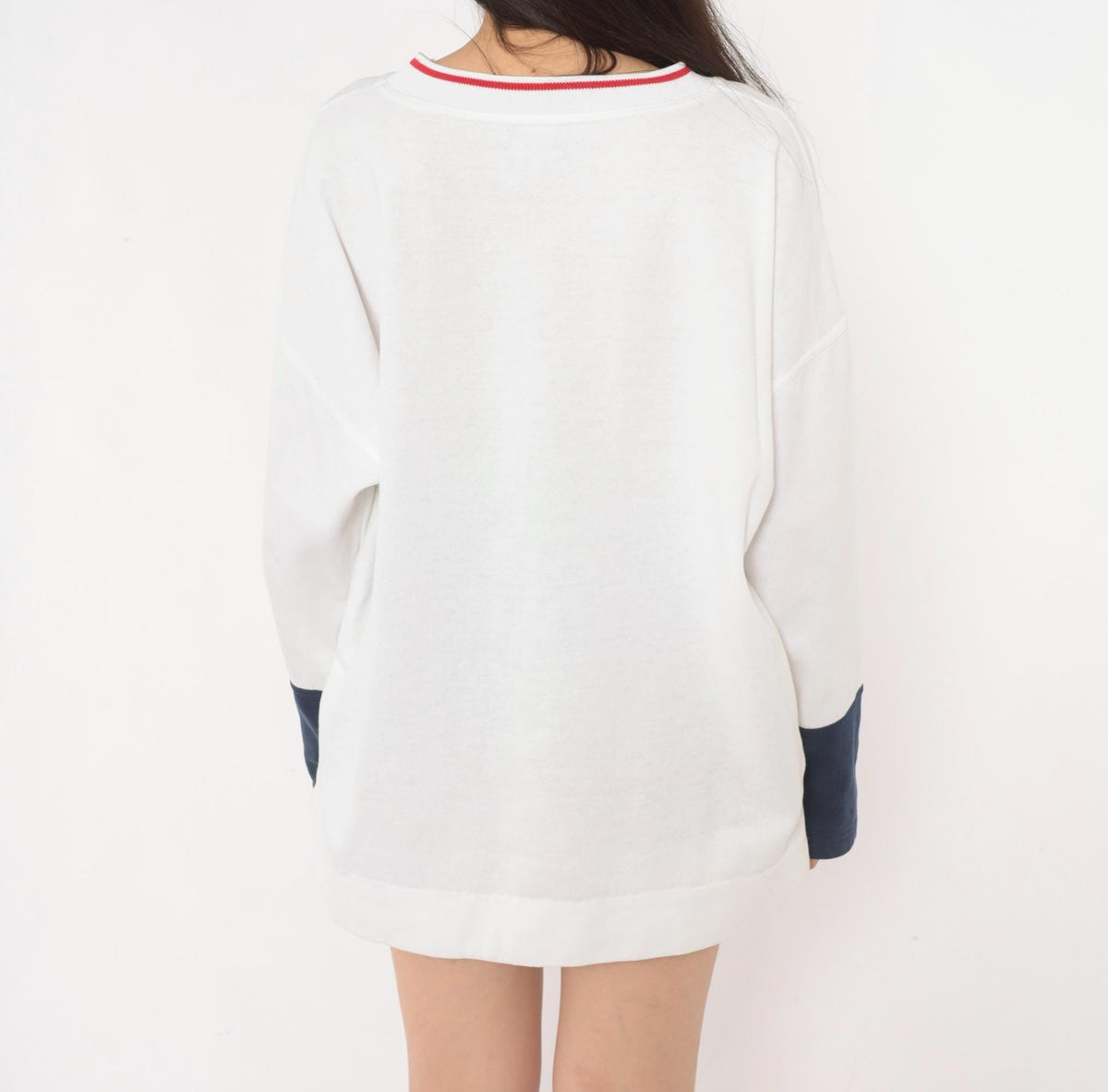 90s Kini Sailboat Embroidered Crewneck Sweatshirt White Navy Cotton Extra Large XXL