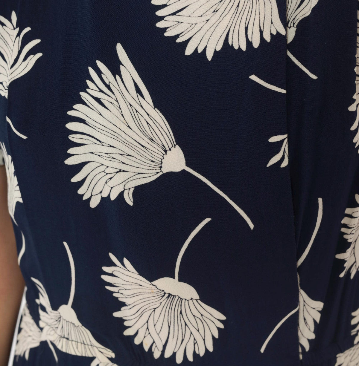 90s Liz Claiborne Navy Floral Dress White Daisy Print Puff Sleeve Small S