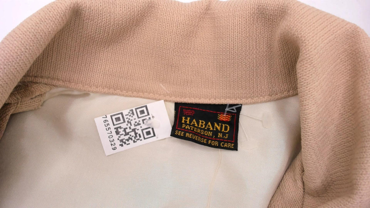 70s Haband Beige Button Front Jacket Pointed Collar Utility Shacket Medium M