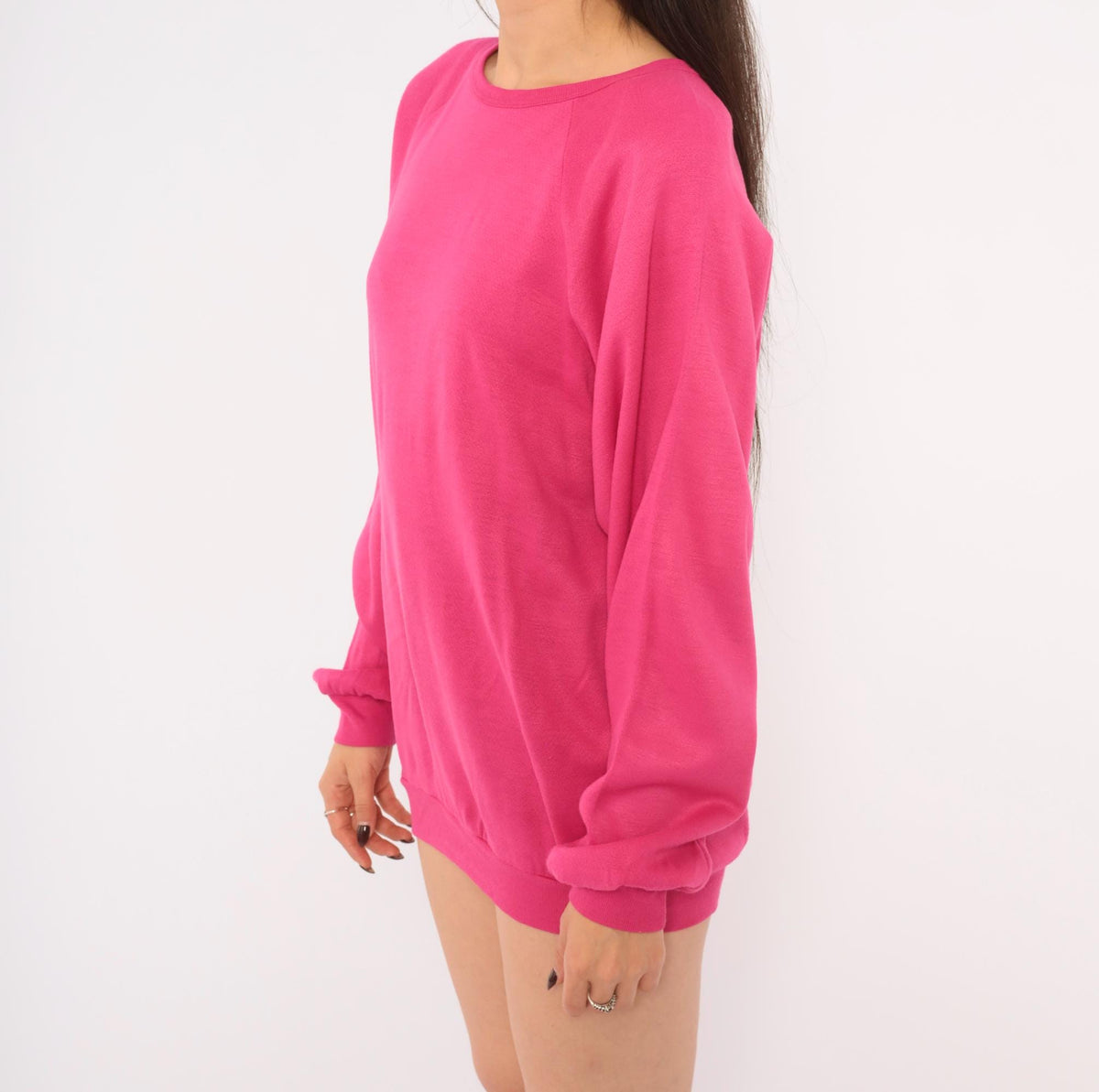 80s Keeping Up Hot Pink Raglan Sweatshirt Crew Neck Medium M
