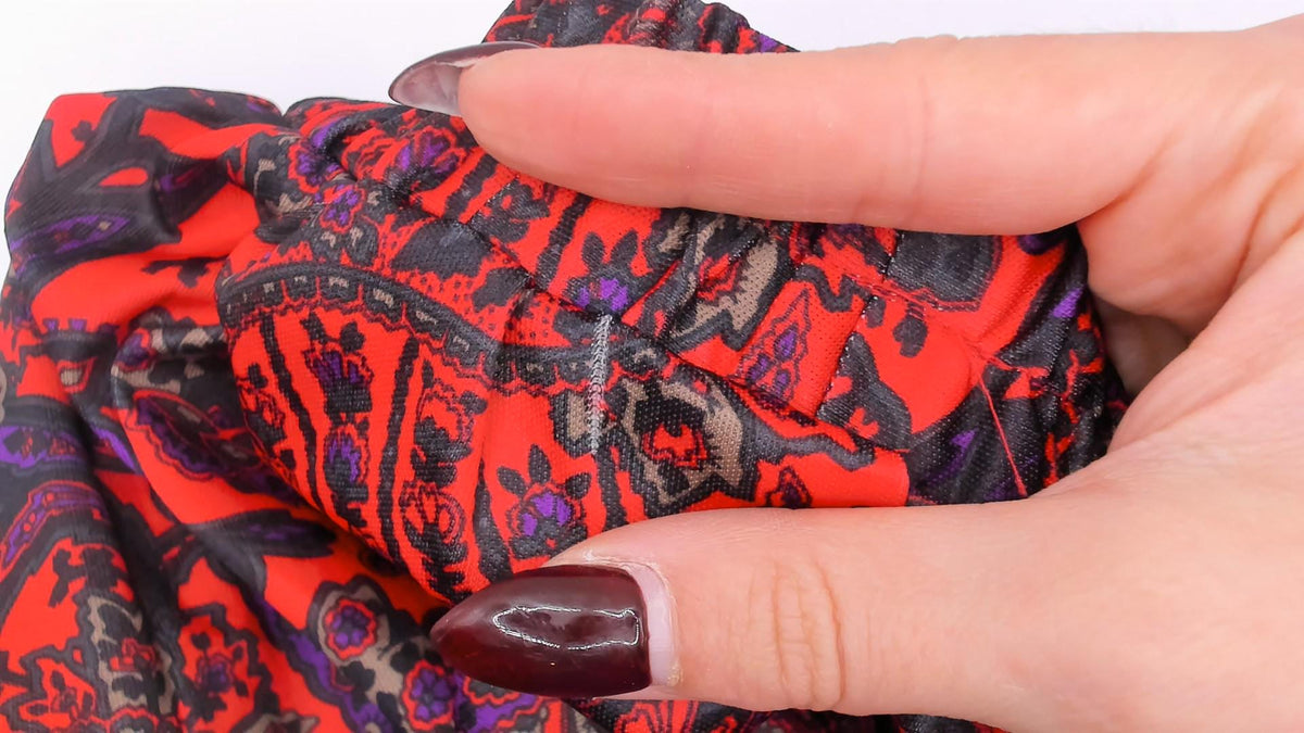 90s Paisley A-Line Skirt Red Black Purple Print Elastic Waist Large L