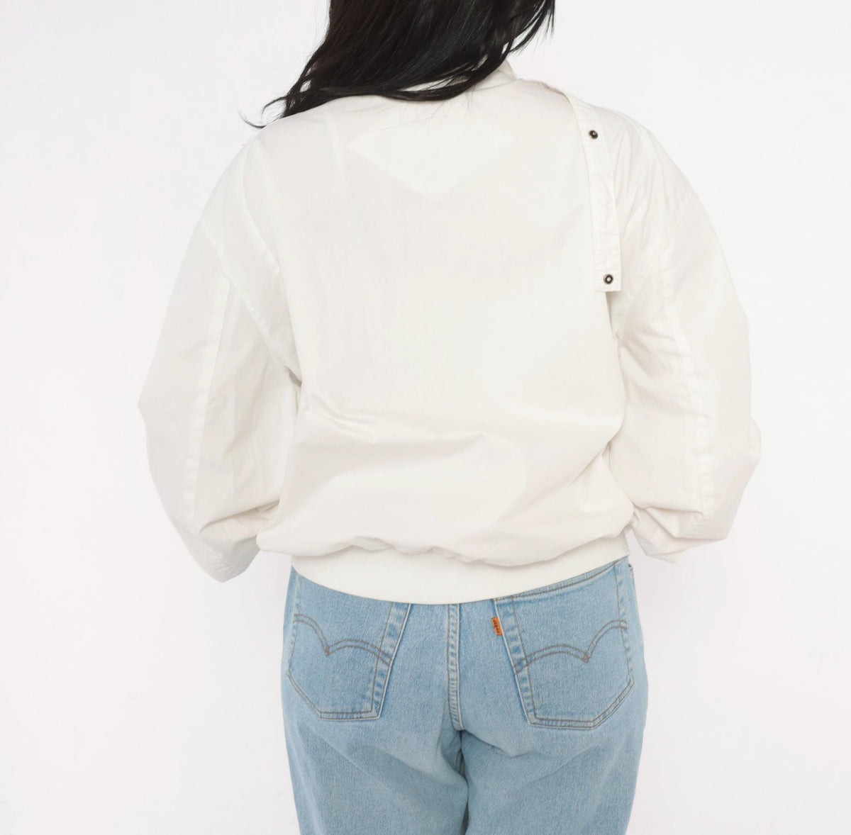 80s Members Only Bomber Jacket White Zip Front Raglan Windbreaker Small
