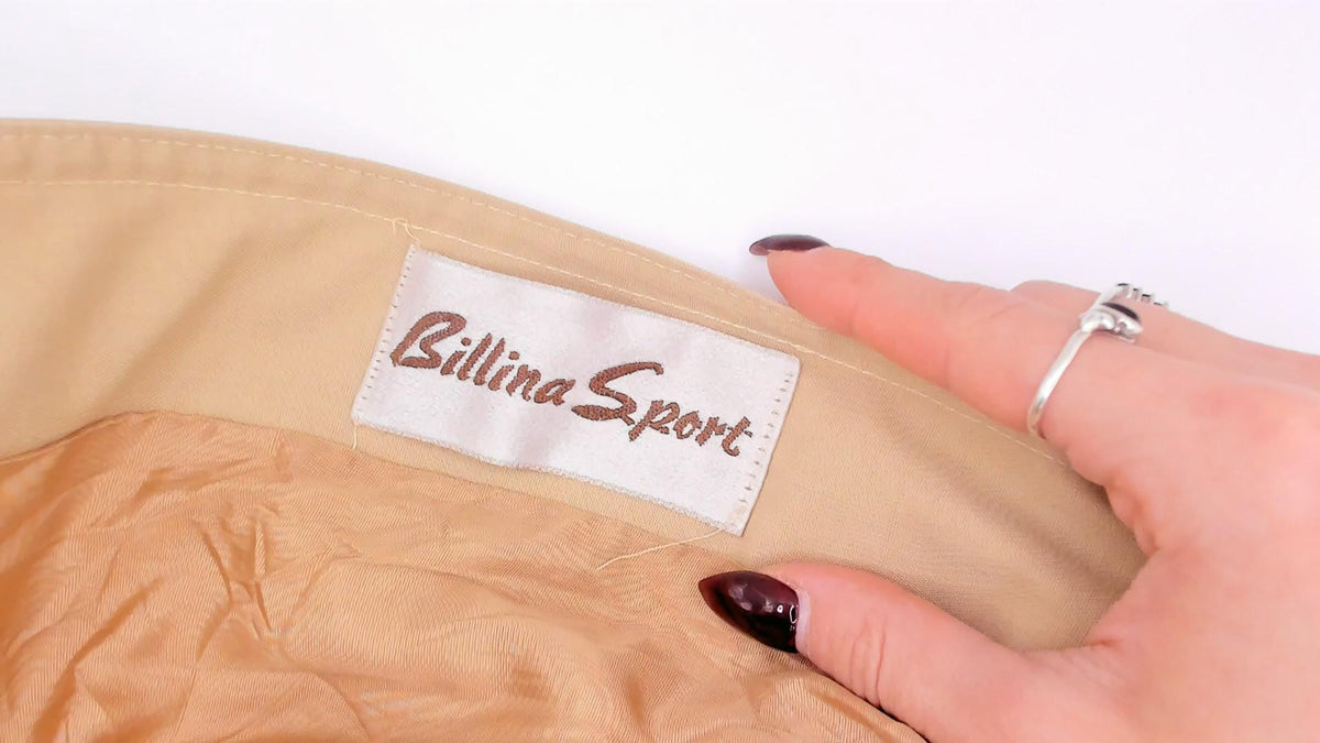 70s Billina Sport Beige Cape Coat Knee Length Pointed Collar Medium