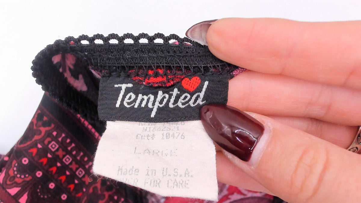 Y2K Tempted Paisley Bandana Chevron Skirt Black Red Burgundy Large